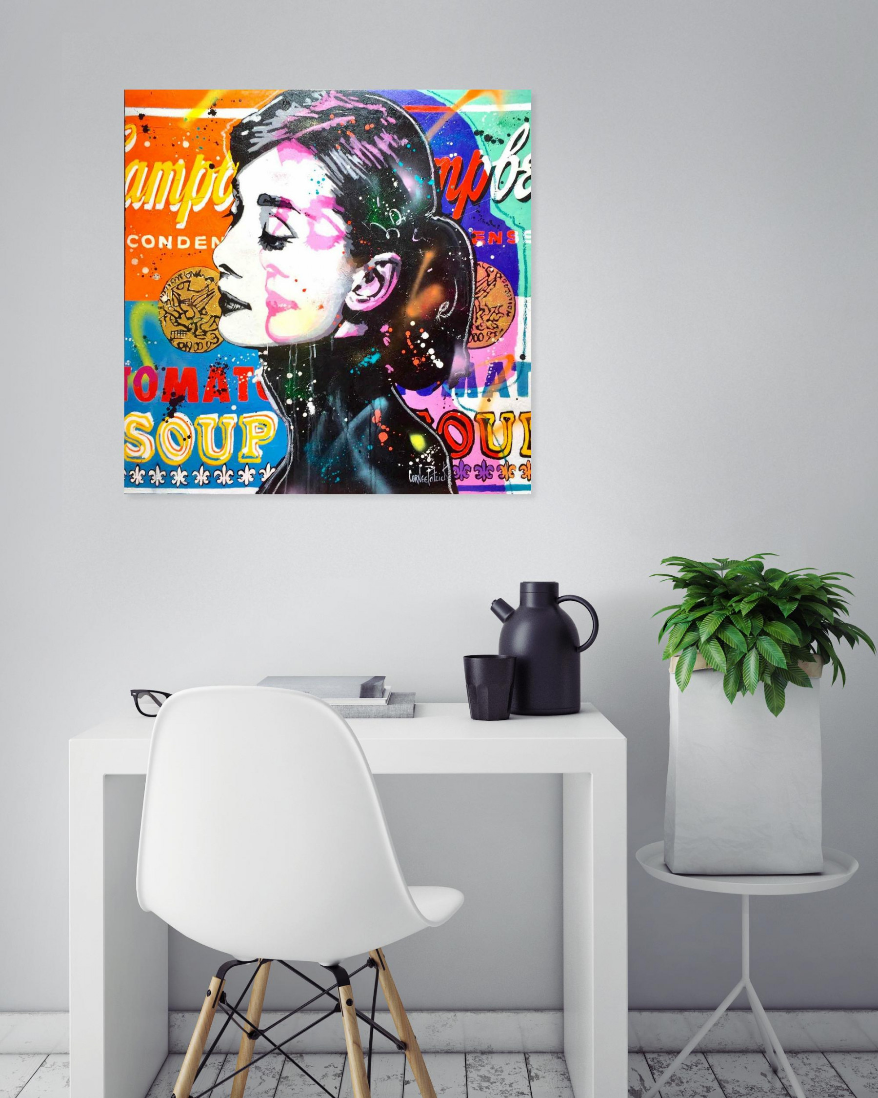 Patrick Cornée, Audrey Hepburn, peinture - Galerie de vente et d’achat d’art contemporain en ligne Artalistic