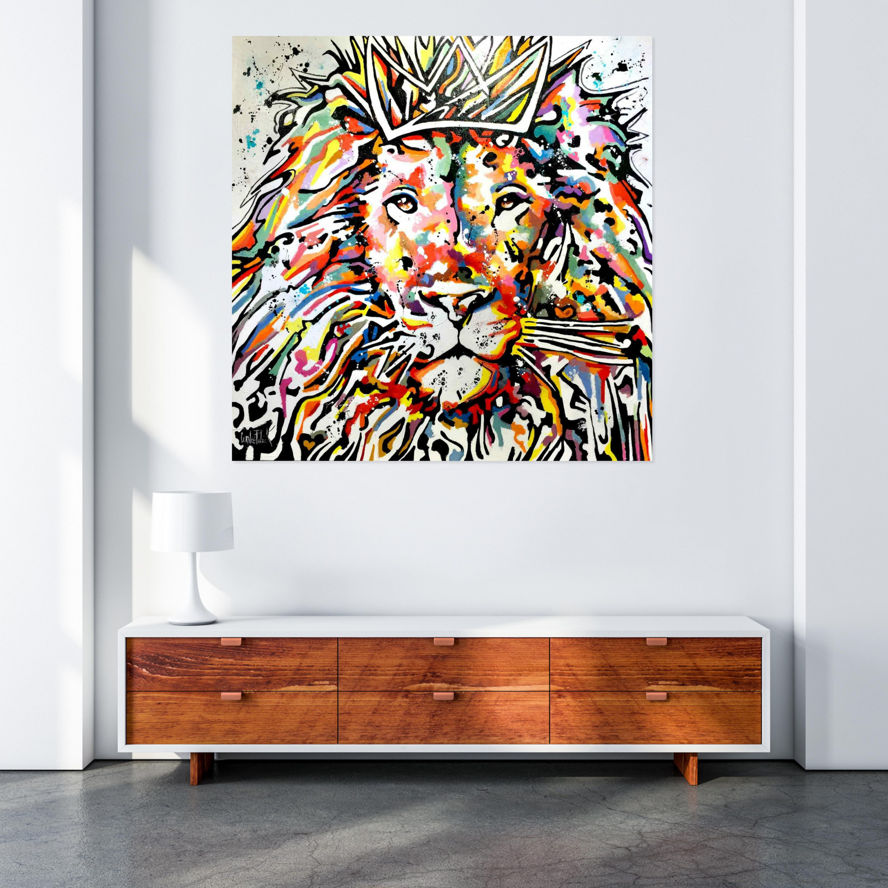Patrick Cornée, Lion king power, peinture - Galerie de vente et d’achat d’art contemporain en ligne Artalistic