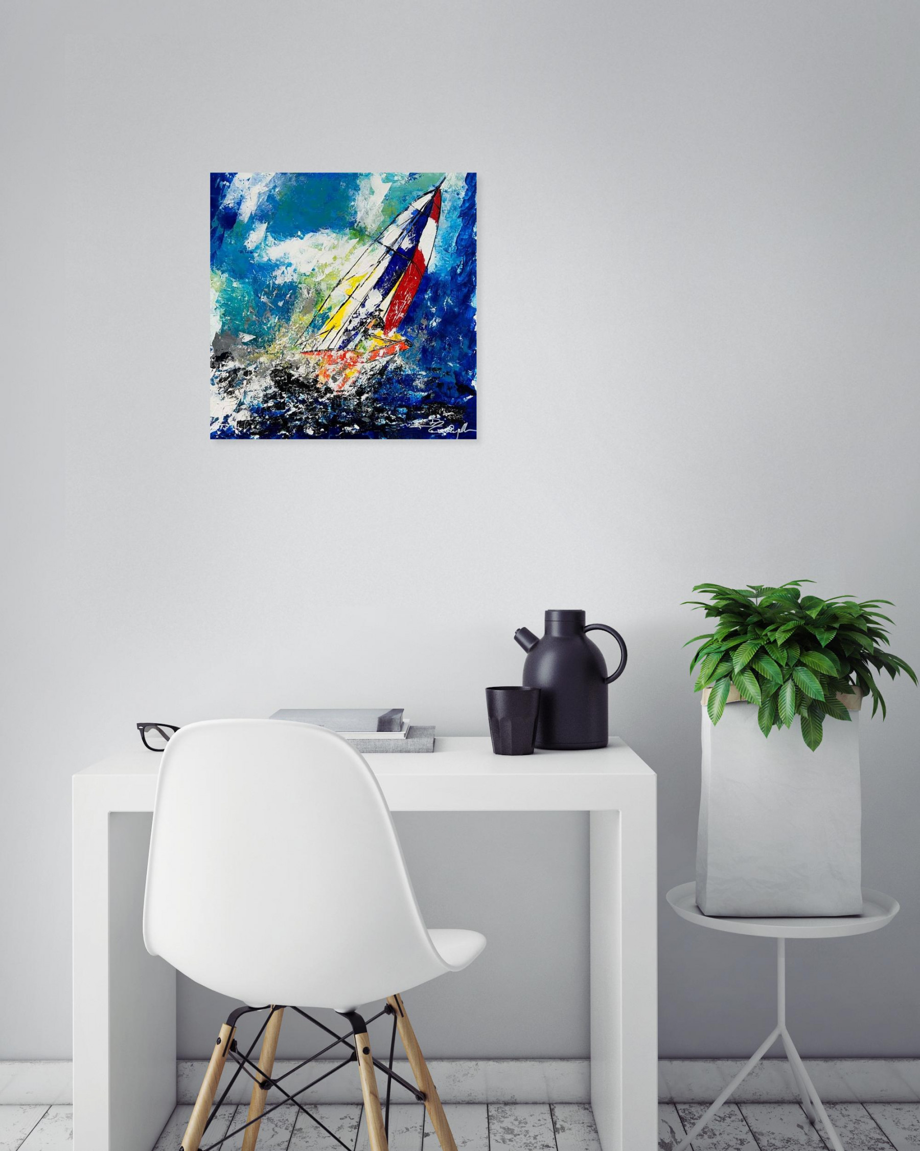Gil Lachapelle, Voiles en mer, peinture - Galerie de vente et d’achat d’art contemporain en ligne Artalistic
