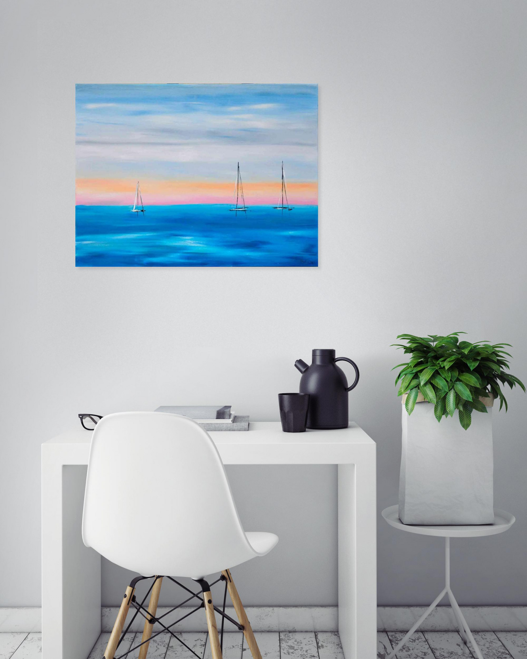 Bridg', Lever de soleil sur l'océan, peinture - Galerie de vente et d’achat d’art contemporain en ligne Artalistic
