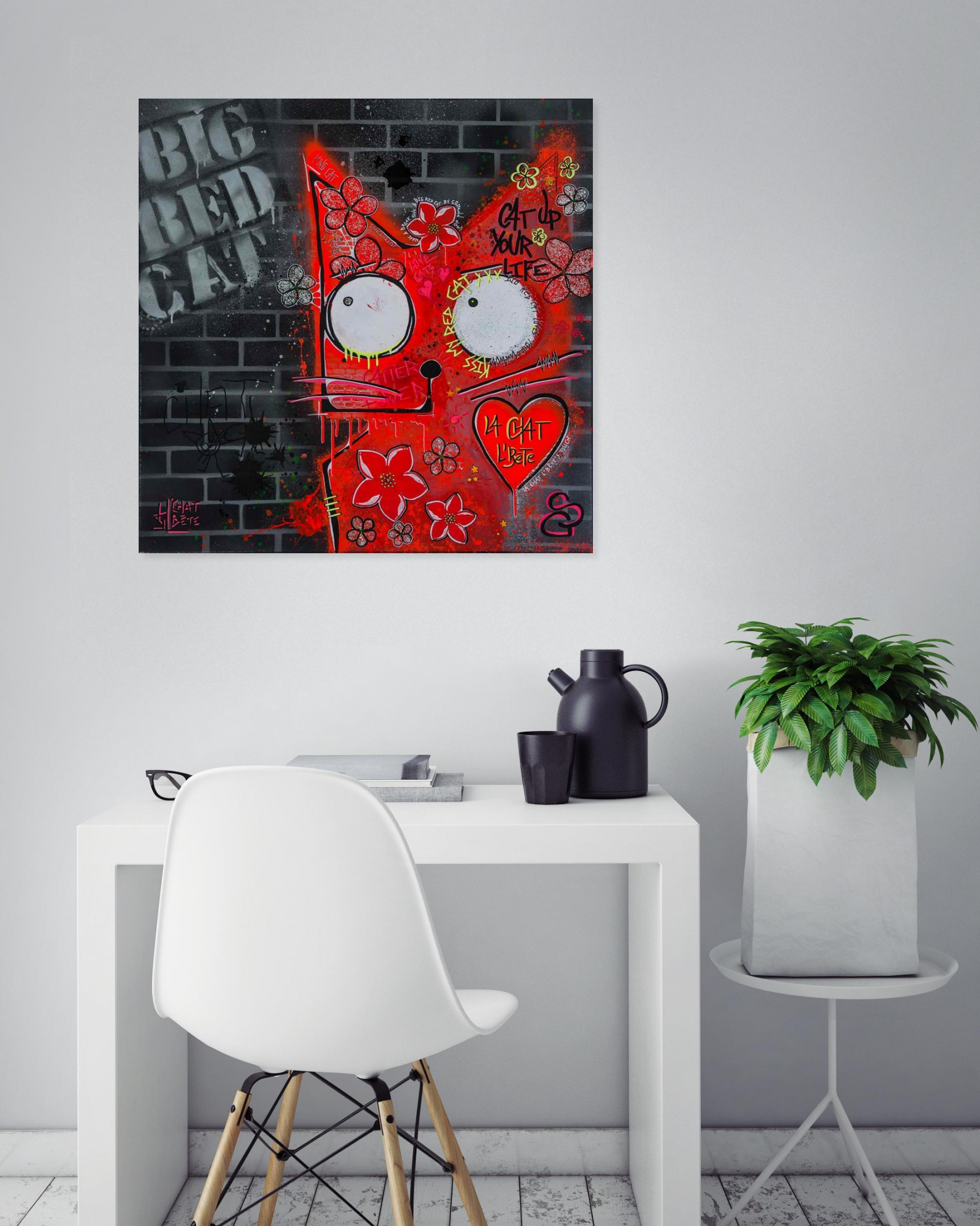 Stéphanie Godann, Big red cat, peinture - Galerie de vente et d’achat d’art contemporain en ligne Artalistic