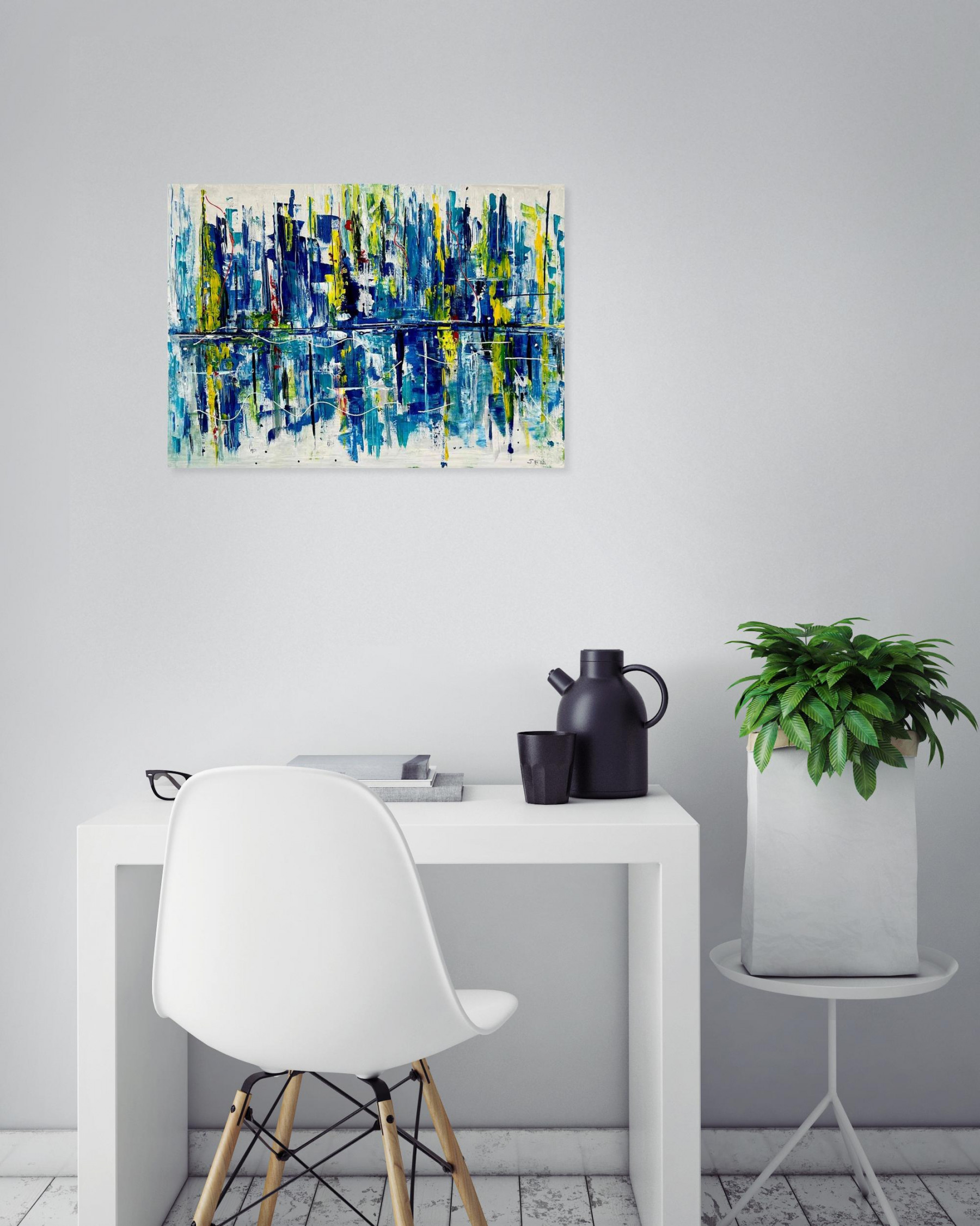 Jocelyne Kyriacou, Reflets bleu marine, peinture - Galerie de vente et d’achat d’art contemporain en ligne Artalistic