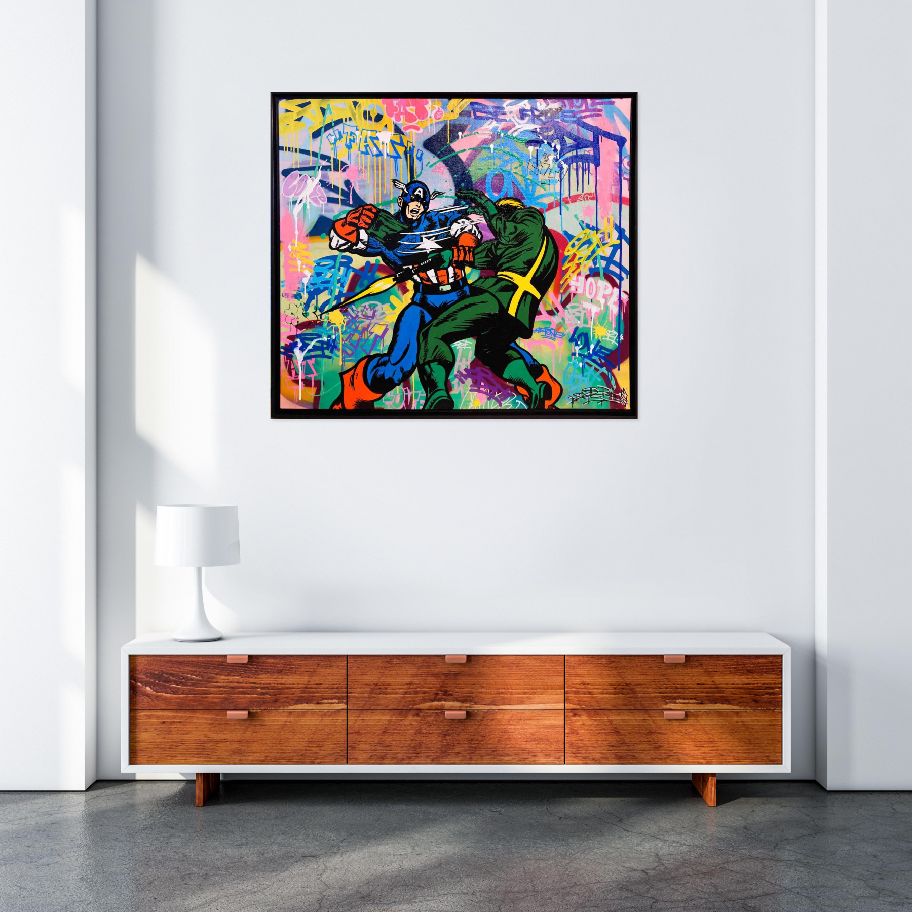 Fat, Capitaine America, peinture - Galerie de vente et d’achat d’art contemporain en ligne Artalistic