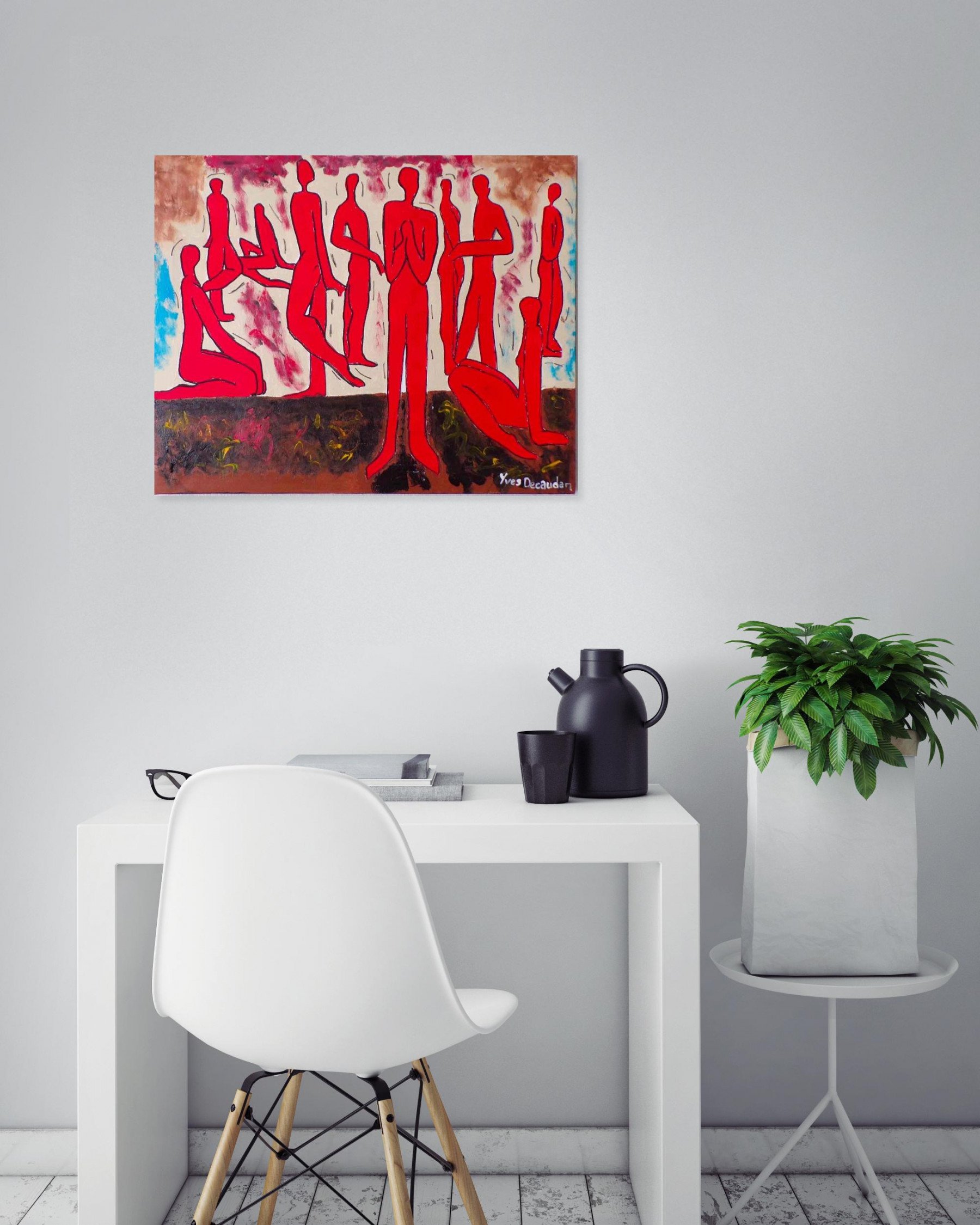 Yves Decaudan, La tribu, peinture - Galerie de vente et d’achat d’art contemporain en ligne Artalistic