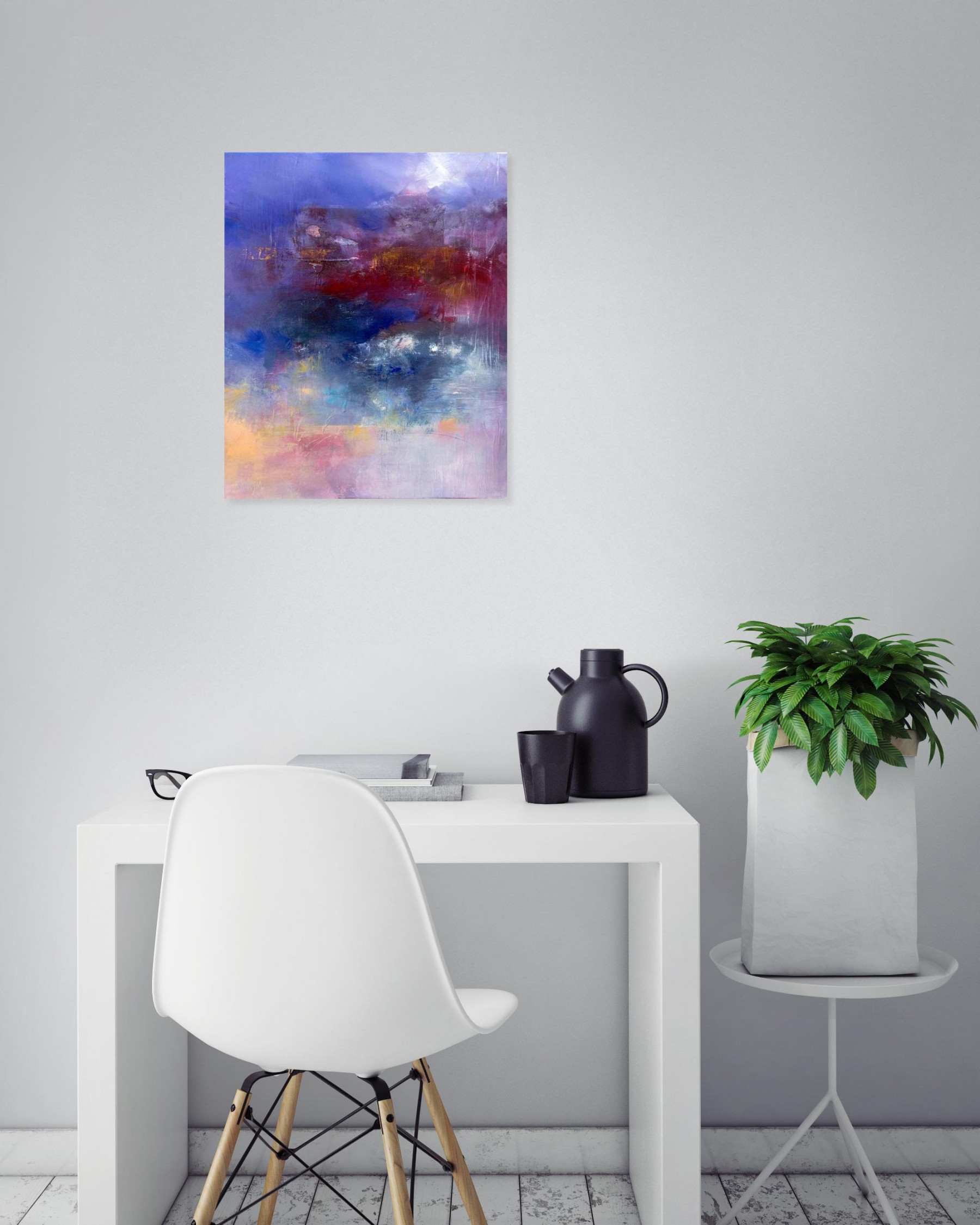 Marianne Quinzin, Rouge sur les rochers, peinture - Galerie de vente et d’achat d’art contemporain en ligne Artalistic