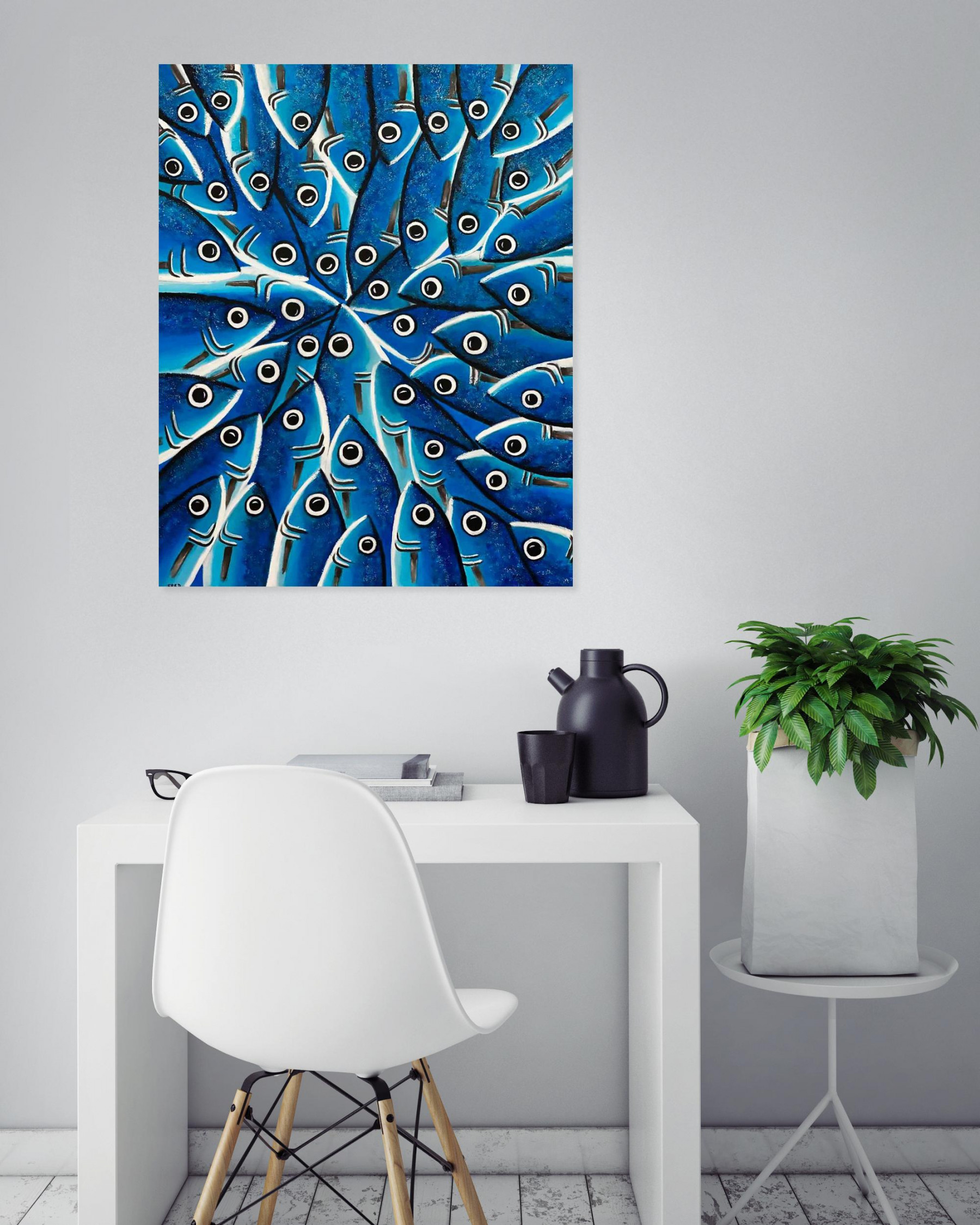 Fred Radenen, Convergence bleue, peinture - Galerie de vente et d’achat d’art contemporain en ligne Artalistic