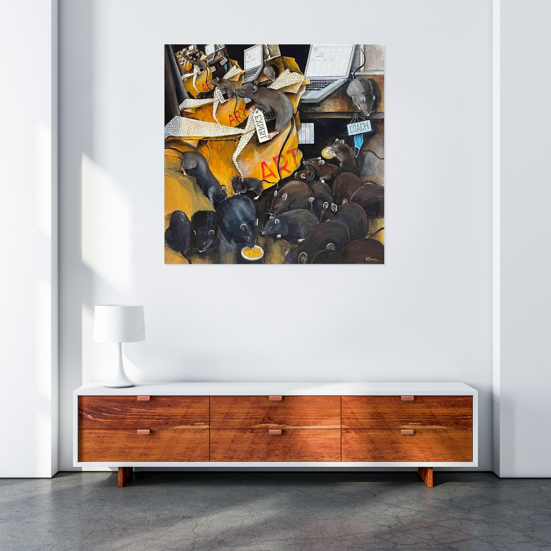 Alain Rouschmeyer, La cour des rats, peinture - Galerie de vente et d’achat d’art contemporain en ligne Artalistic