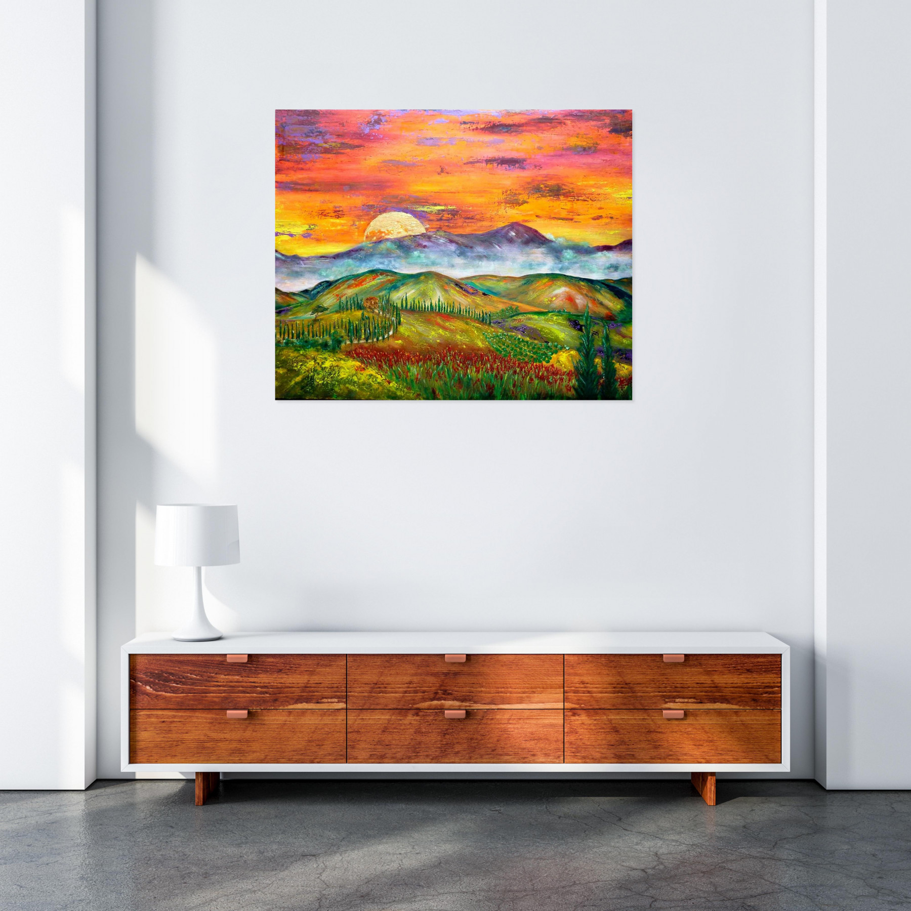 Anne Robin, Un chemin en Toscane, peinture - Galerie de vente et d’achat d’art contemporain en ligne Artalistic