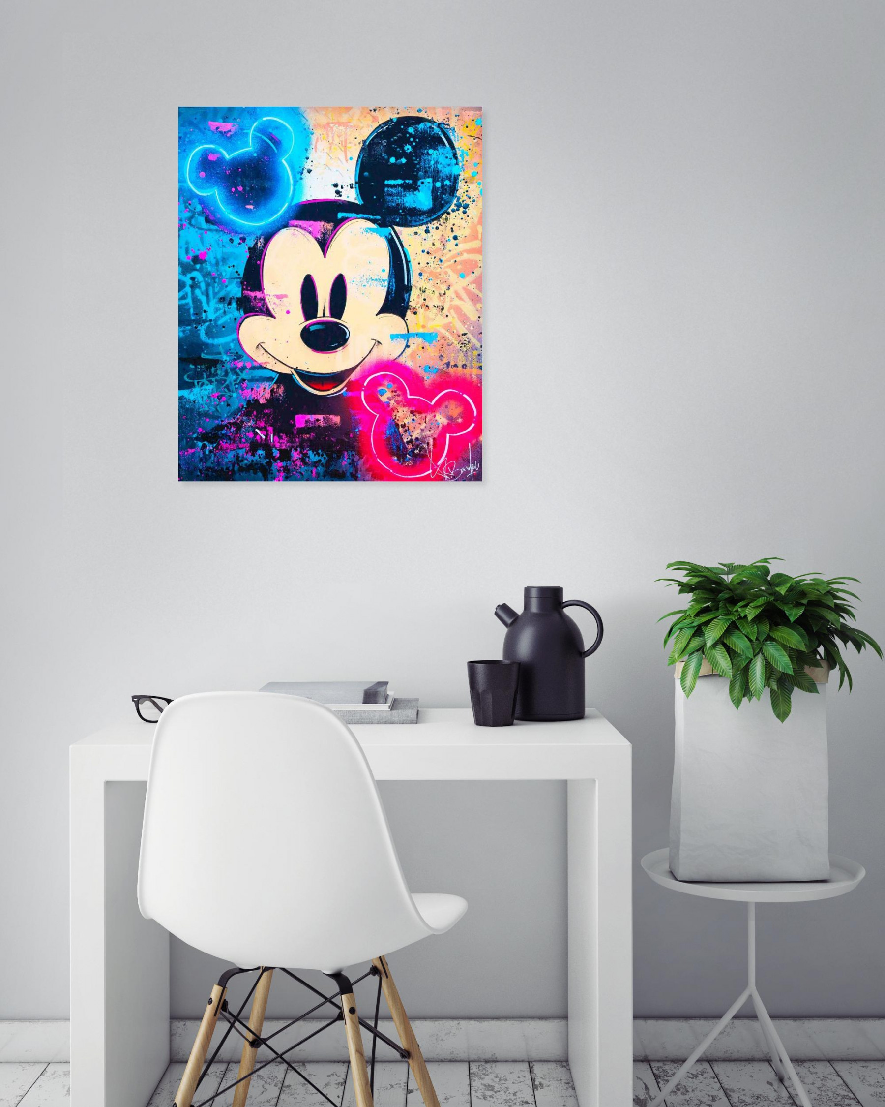 Vincent Bardou, Mickey Mouse neon art, peinture - Galerie de vente et d’achat d’art contemporain en ligne Artalistic
