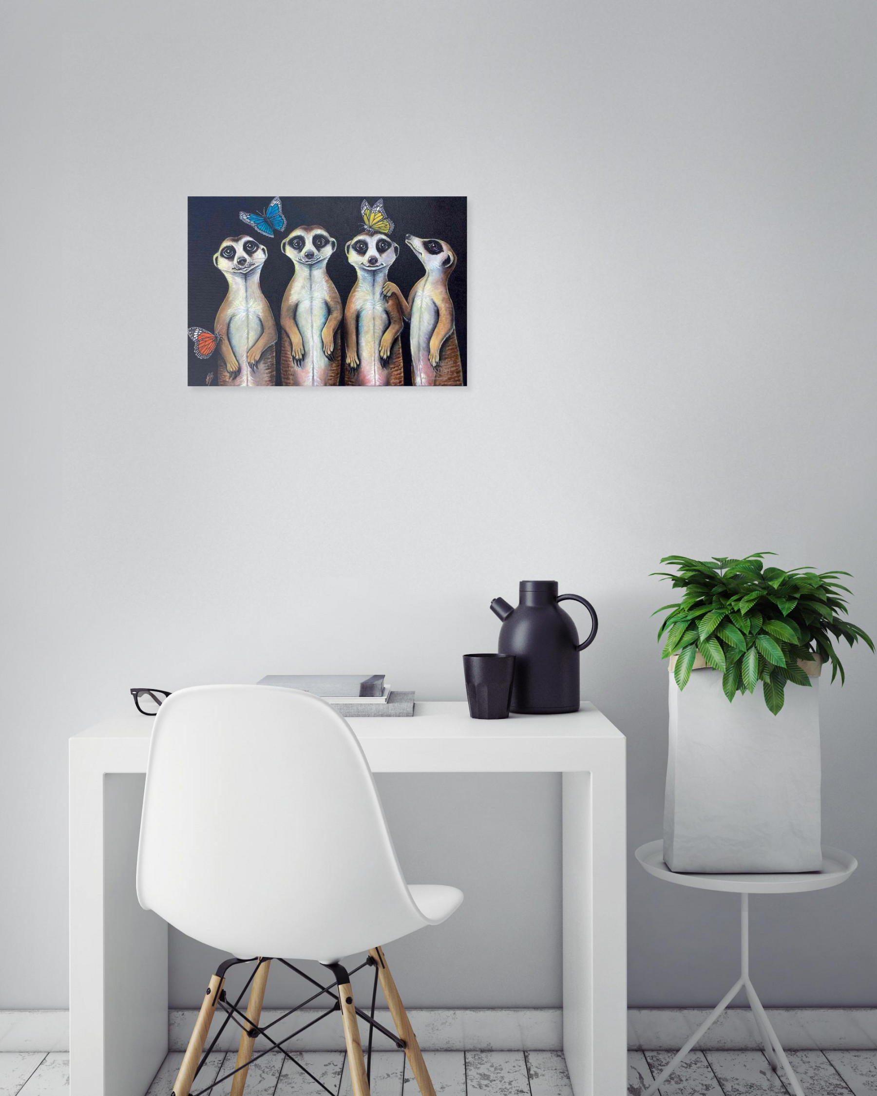 Annemarie Laffont, Les suricates, peinture - Galerie de vente et d’achat d’art contemporain en ligne Artalistic