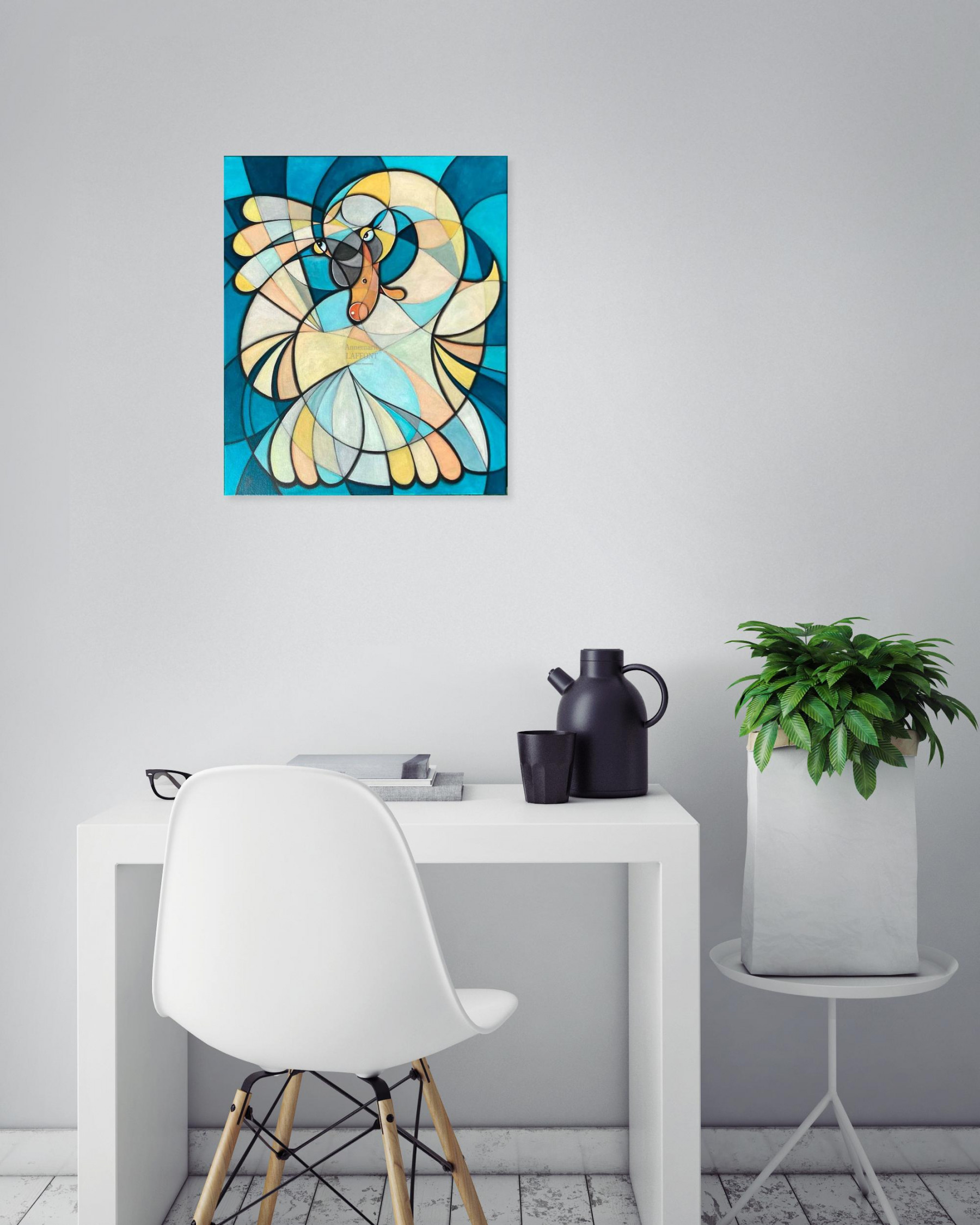 Annemarie Laffont, Le cygne abstrait, peinture - Galerie de vente et d’achat d’art contemporain en ligne Artalistic