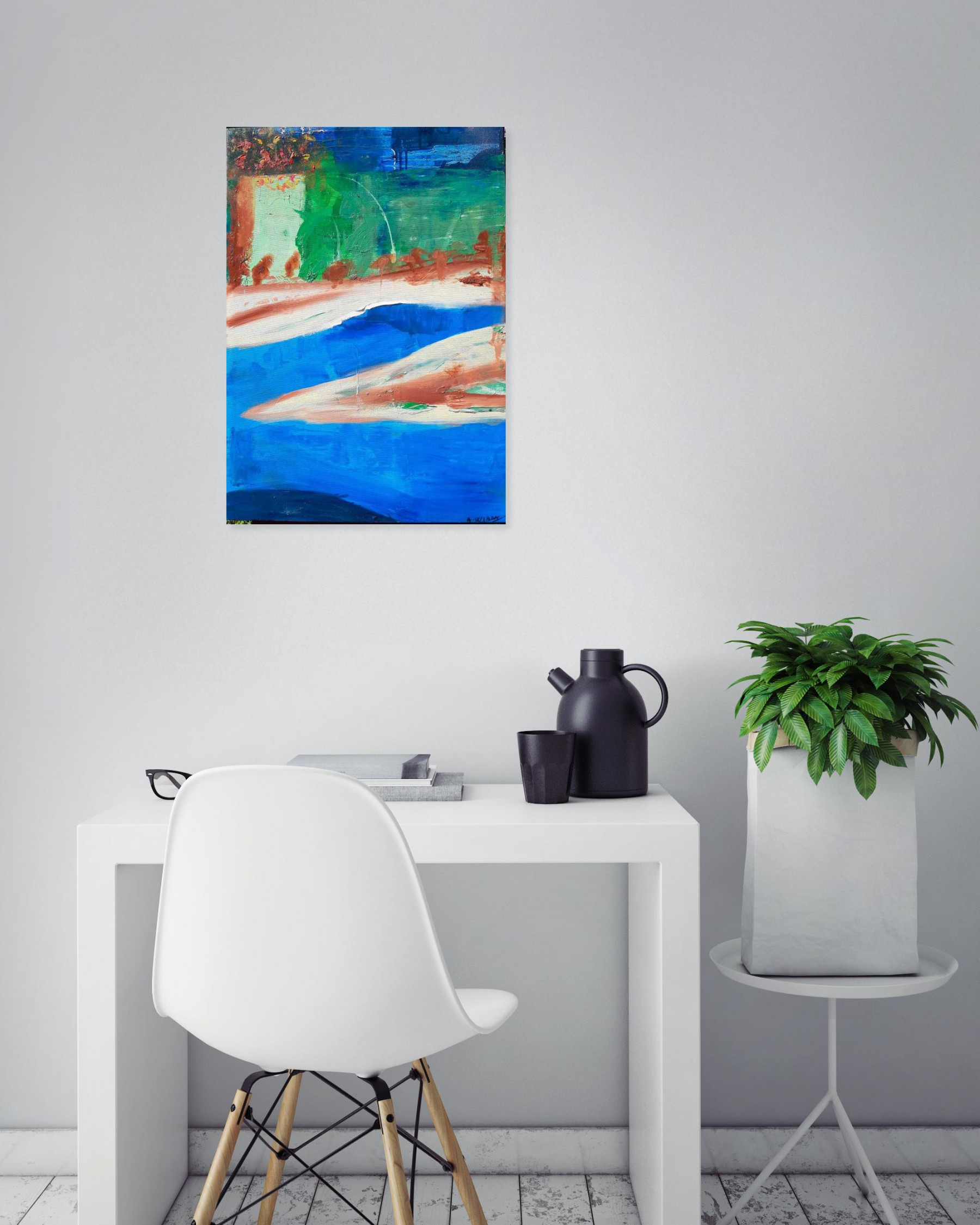 A-Wibaa, River landscape, painting - Artalistic online contemporary art buying and selling gallery