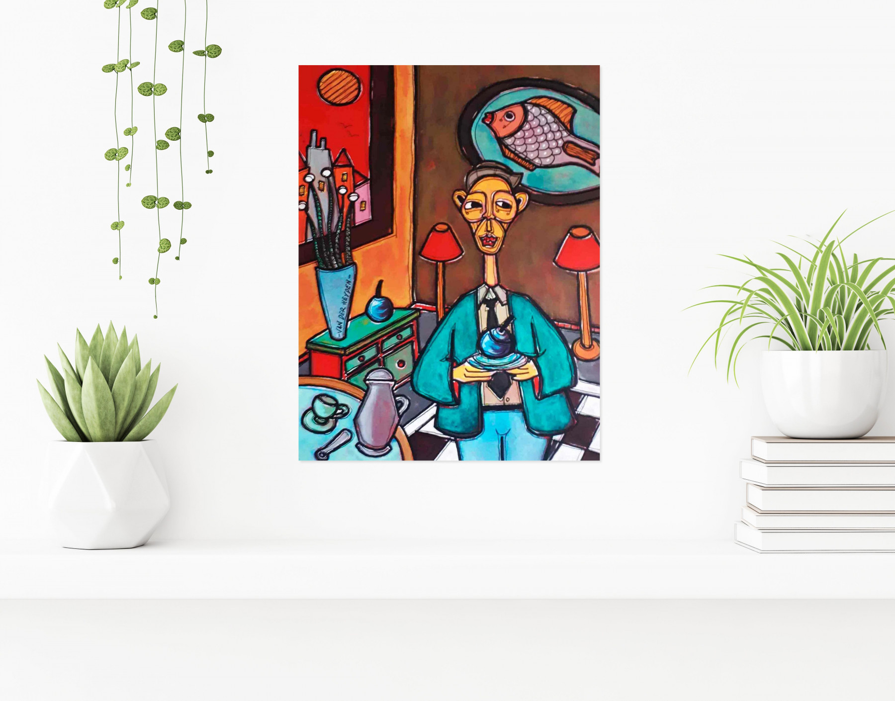 Didier Van Der Heyden, Alex serveur de pomme, peinture - Galerie de vente et d’achat d’art contemporain en ligne Artalistic