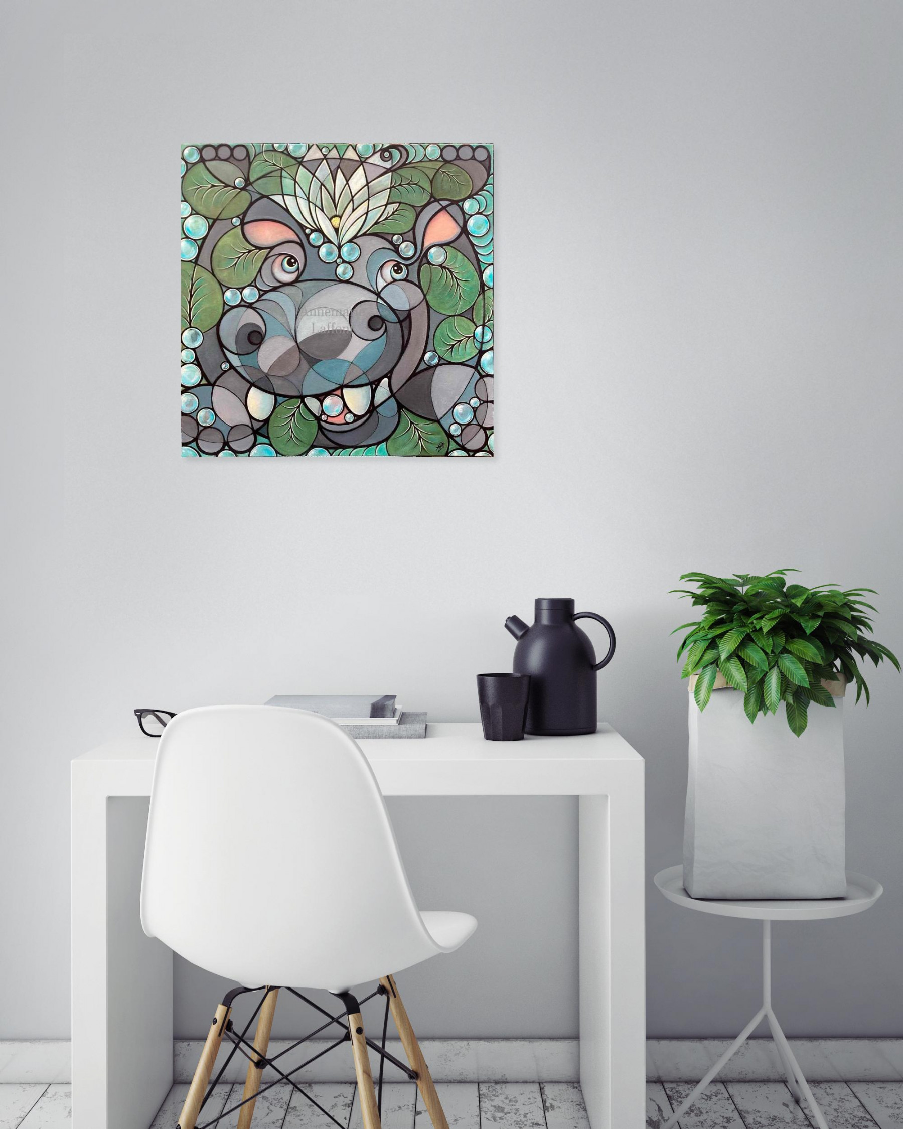 Annemarie Laffont, Hippo, peinture - Galerie de vente et d’achat d’art contemporain en ligne Artalistic