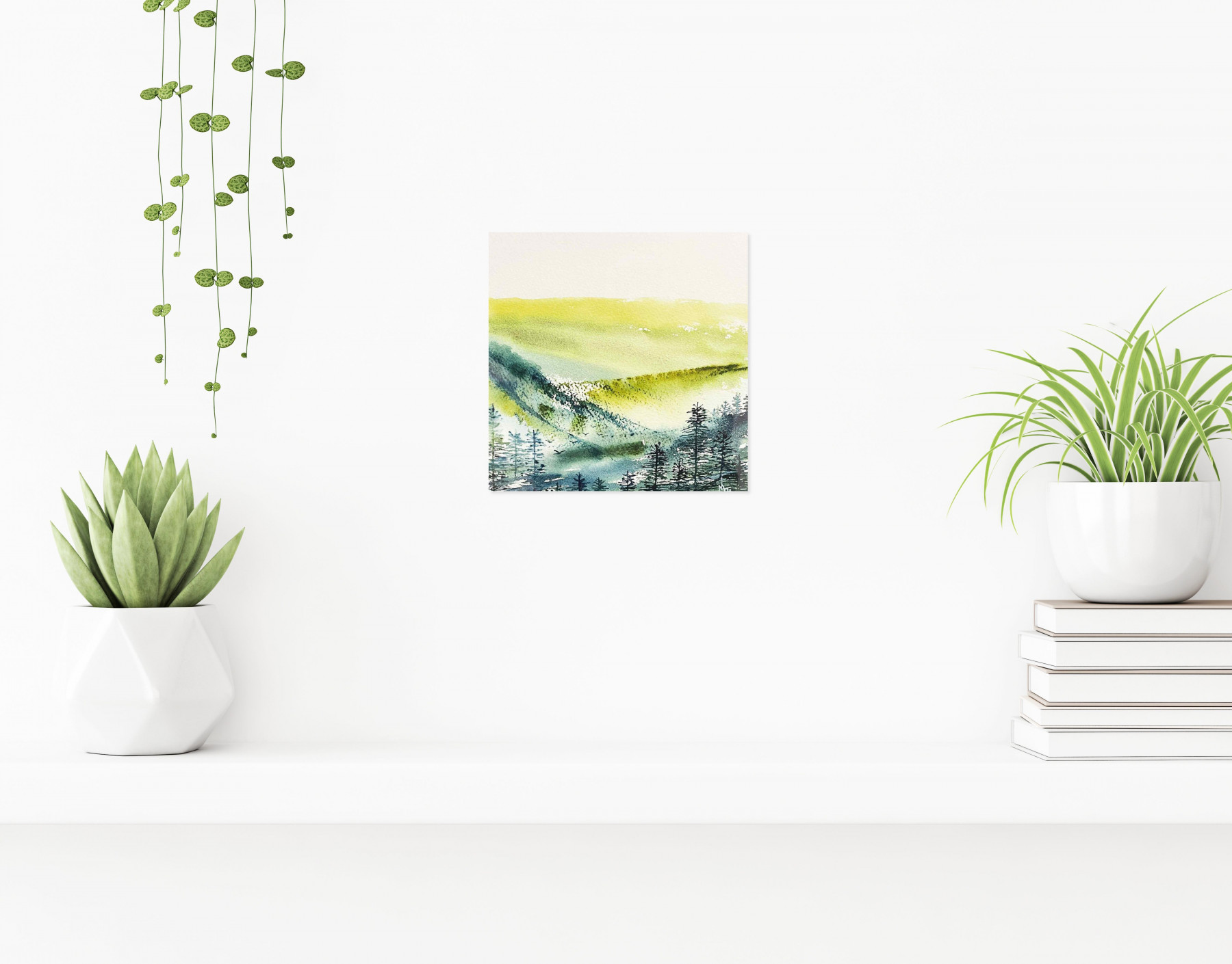 Babolat Nathalie, Montagne, Série: or vert et indigo, N° 2, Peinture - Galerie de vente et d’achat d’art contemporain en ligne Artalistic