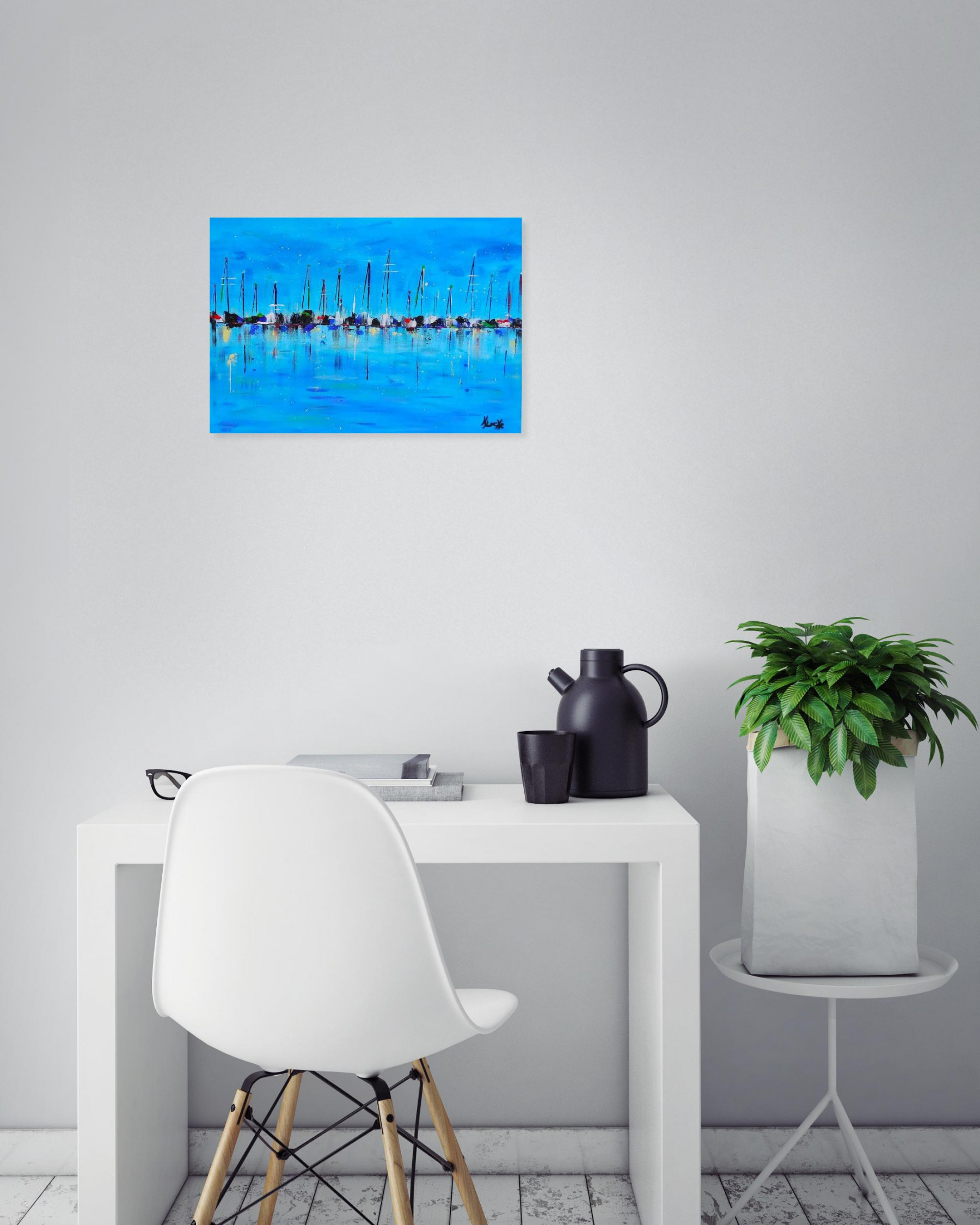 Locke Karine, Départ de régate, Peinture - Galerie de vente et d’achat d’art contemporain en ligne Artalistic