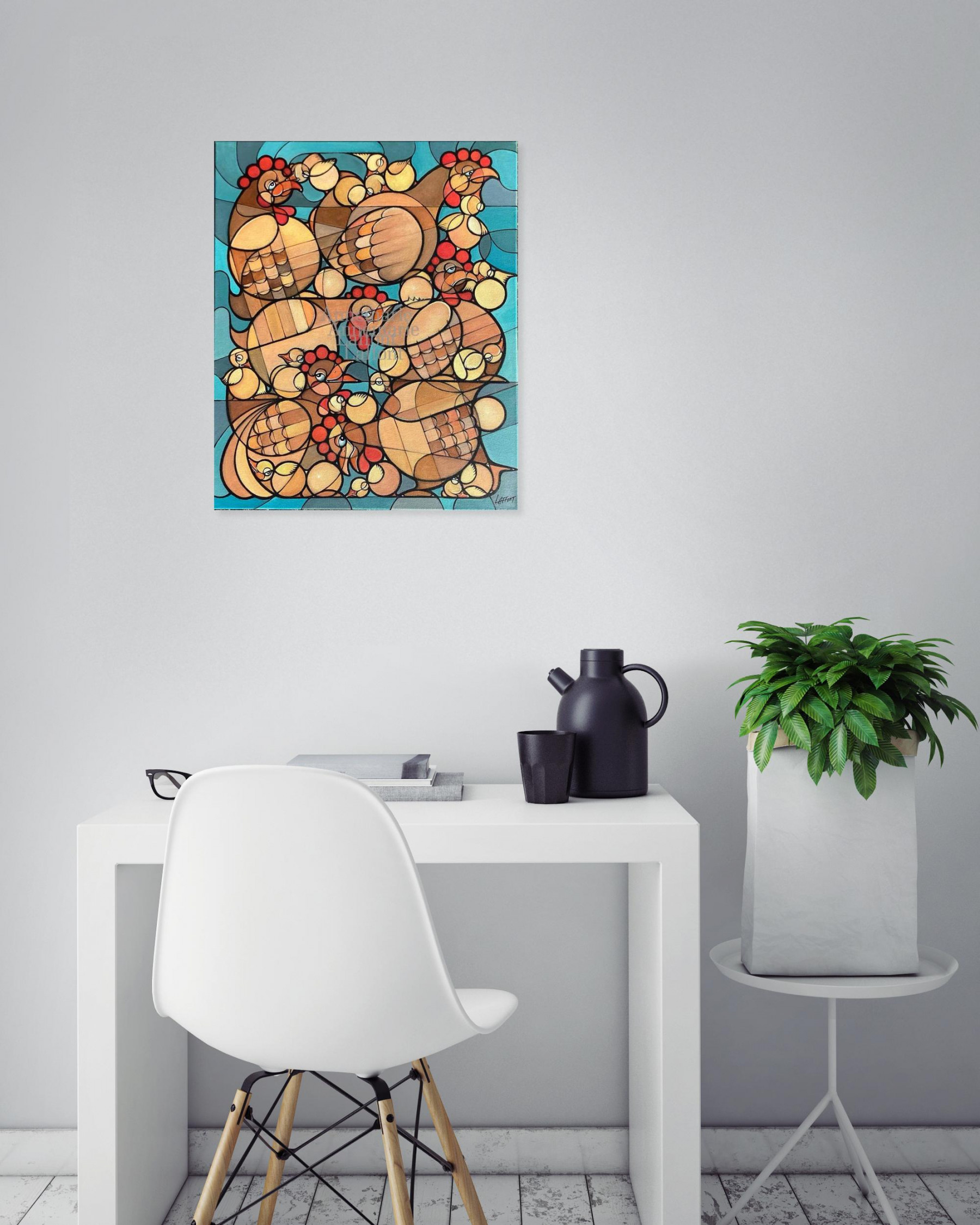 Anne Marie Laffont, Crazychickenmix, peinture - Galerie de vente et d’achat d’art contemporain en ligne Artalistic