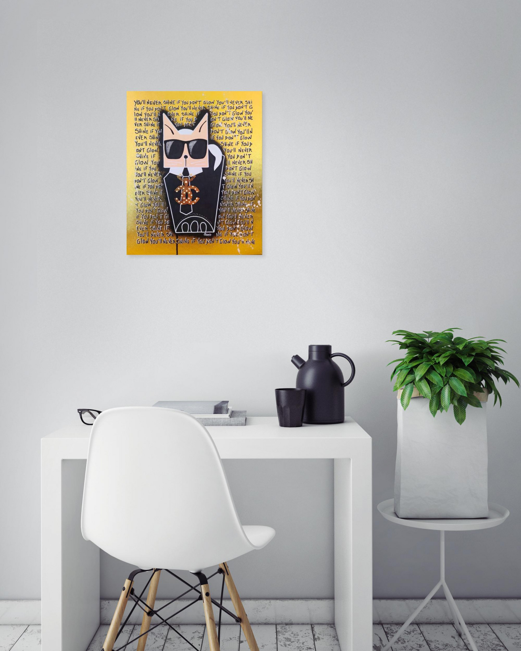 Stéphanie Godann, Cat Lagerferld, peinture - Galerie de vente et d’achat d’art contemporain en ligne Artalistic