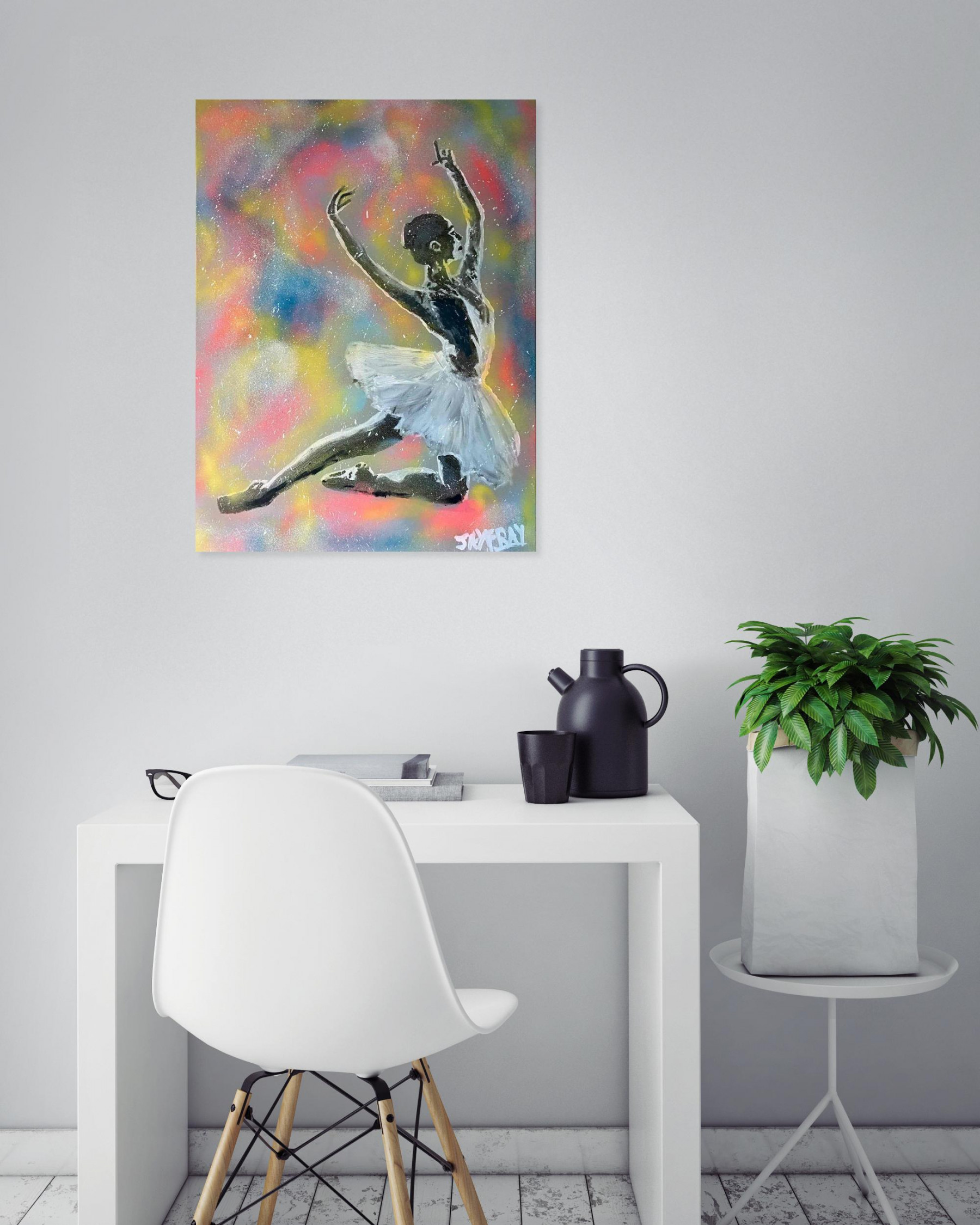 Jayfray, Danseuse au sol color, peinture - Galerie de vente et d’achat d’art contemporain en ligne Artalistic