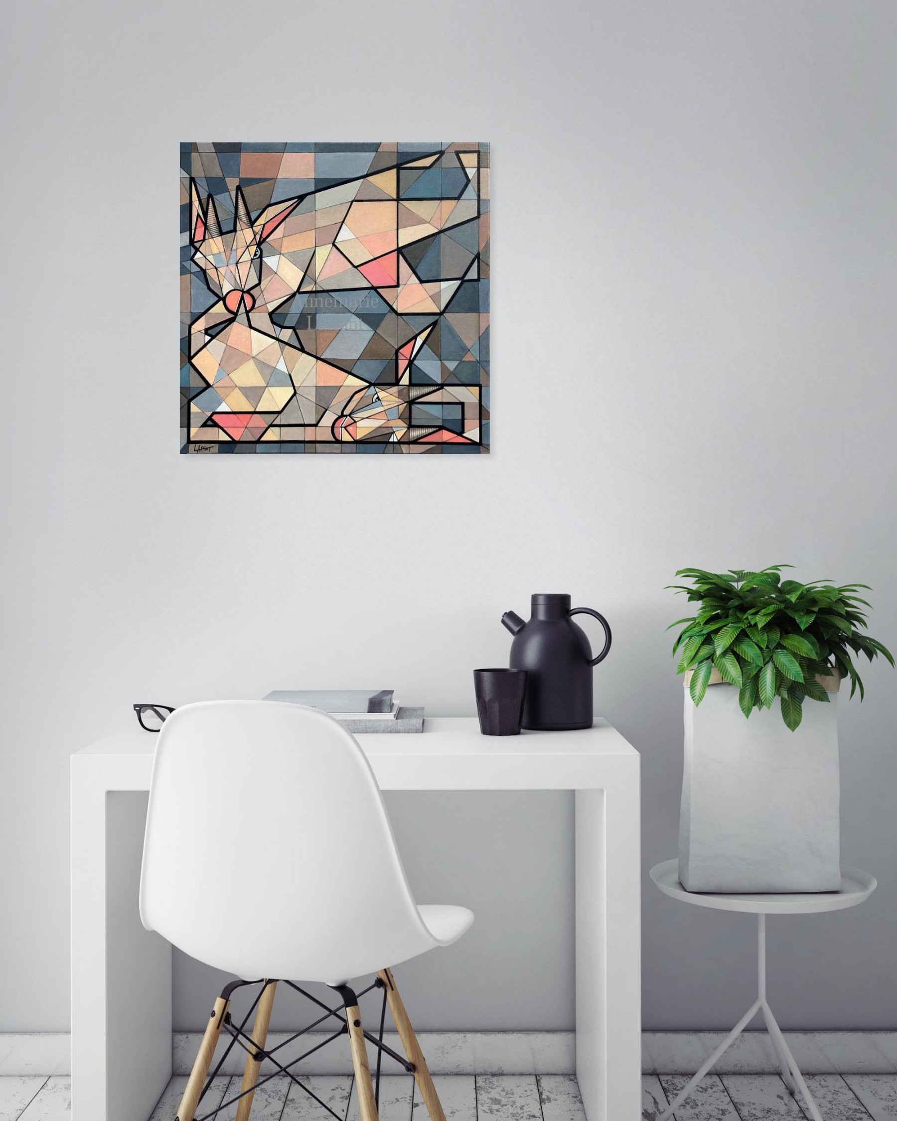 Annemarie Laffont, caprins géométriques, peinture - Galerie de vente et d’achat d’art contemporain en ligne Artalistic