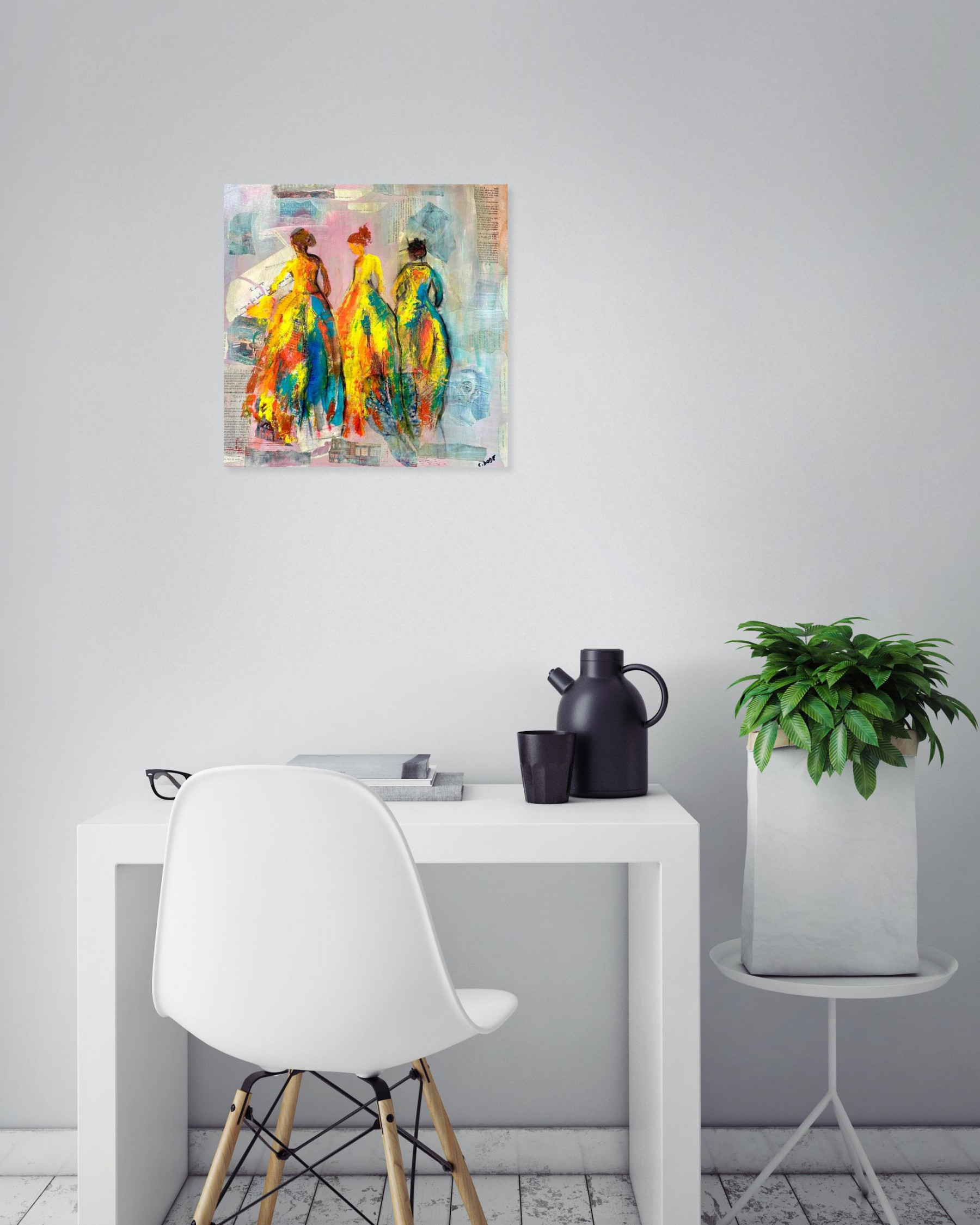 Cathy Dode, Le trio, peinture - Galerie de vente et d’achat d’art contemporain en ligne Artalistic
