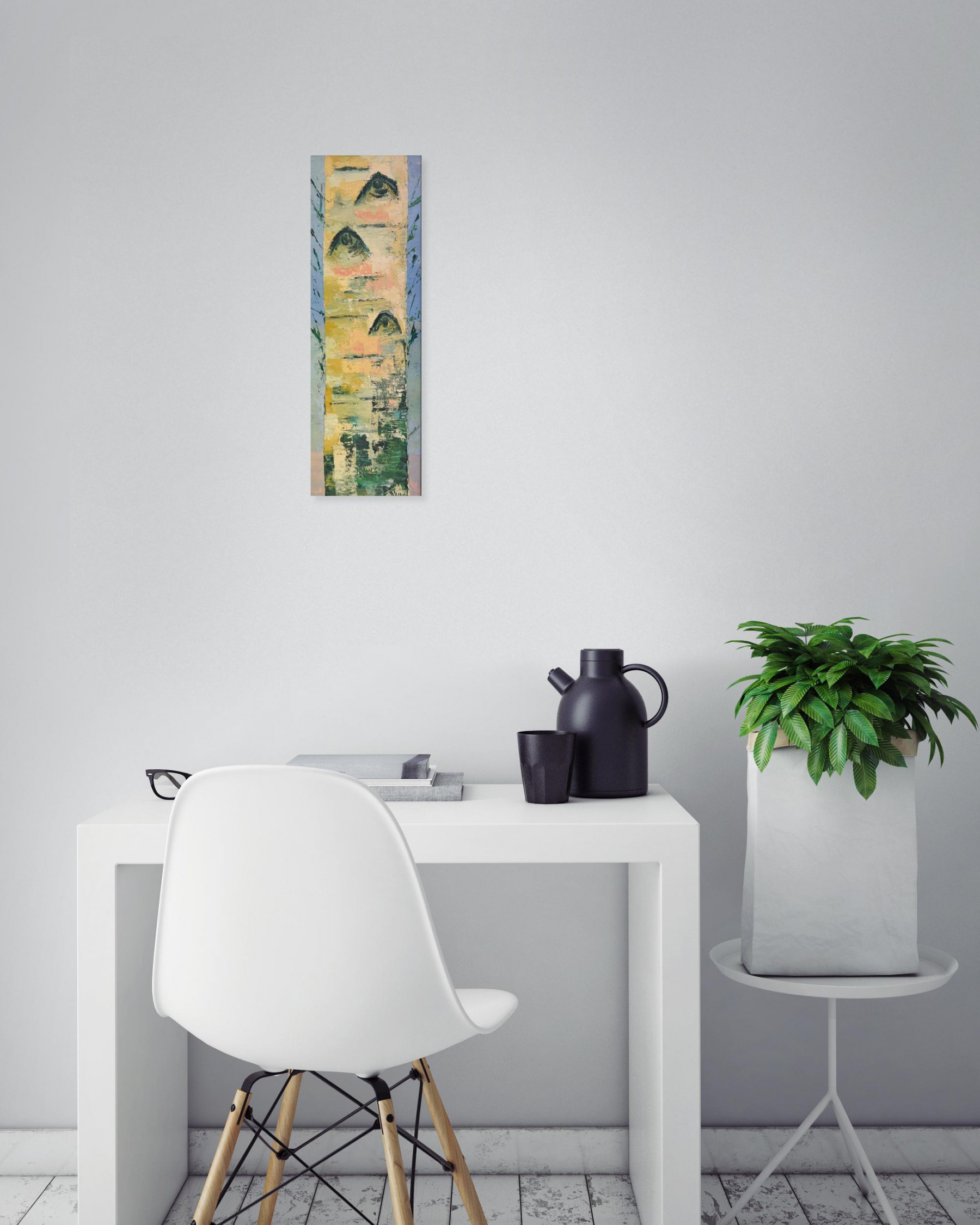 Florence Duval, Tronc d'arbre bouleau, peinture - Galerie de vente et d’achat d’art contemporain en ligne Artalistic
