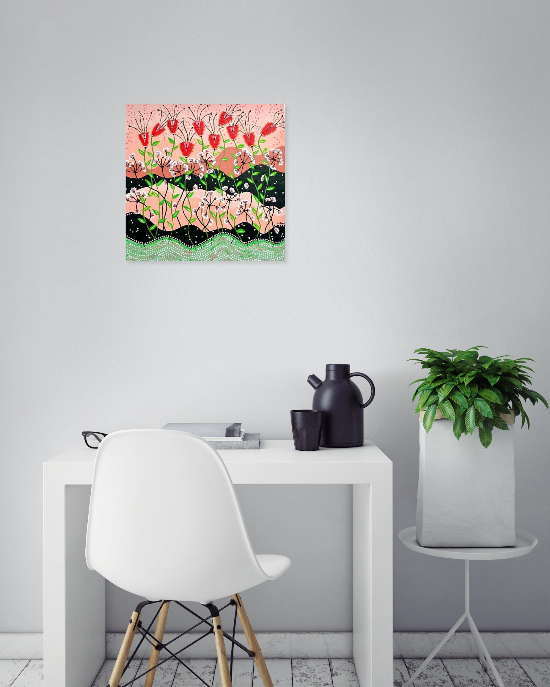 Maradi Art, La danse des coquelicots, peinture - Galerie de vente et d’achat d’art contemporain en ligne Artalistic