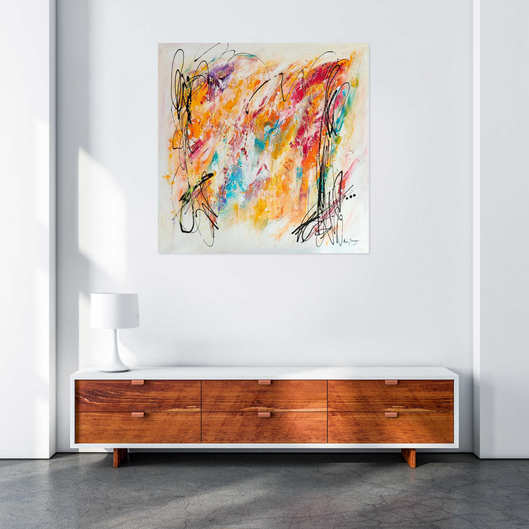 Âme Sauvage, La femme en rouge, peinture - Galerie de vente et d’achat d’art contemporain en ligne Artalistic