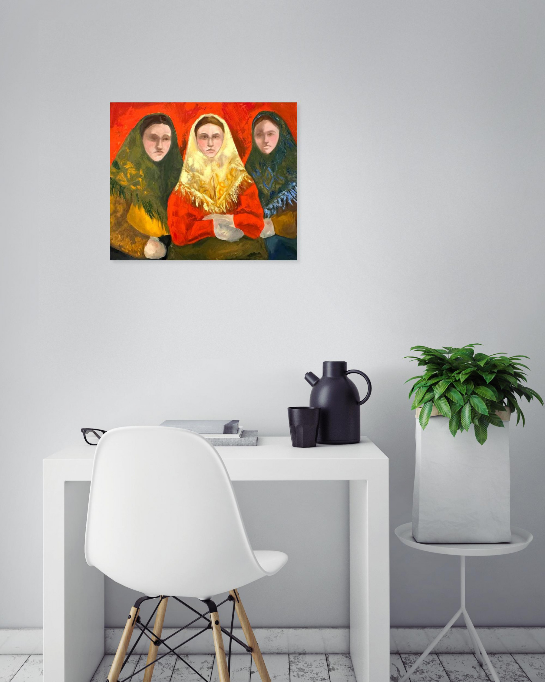Lulianiia Le Borgne, trois filles, peinture - Galerie de vente et d’achat d’art contemporain en ligne Artalistic