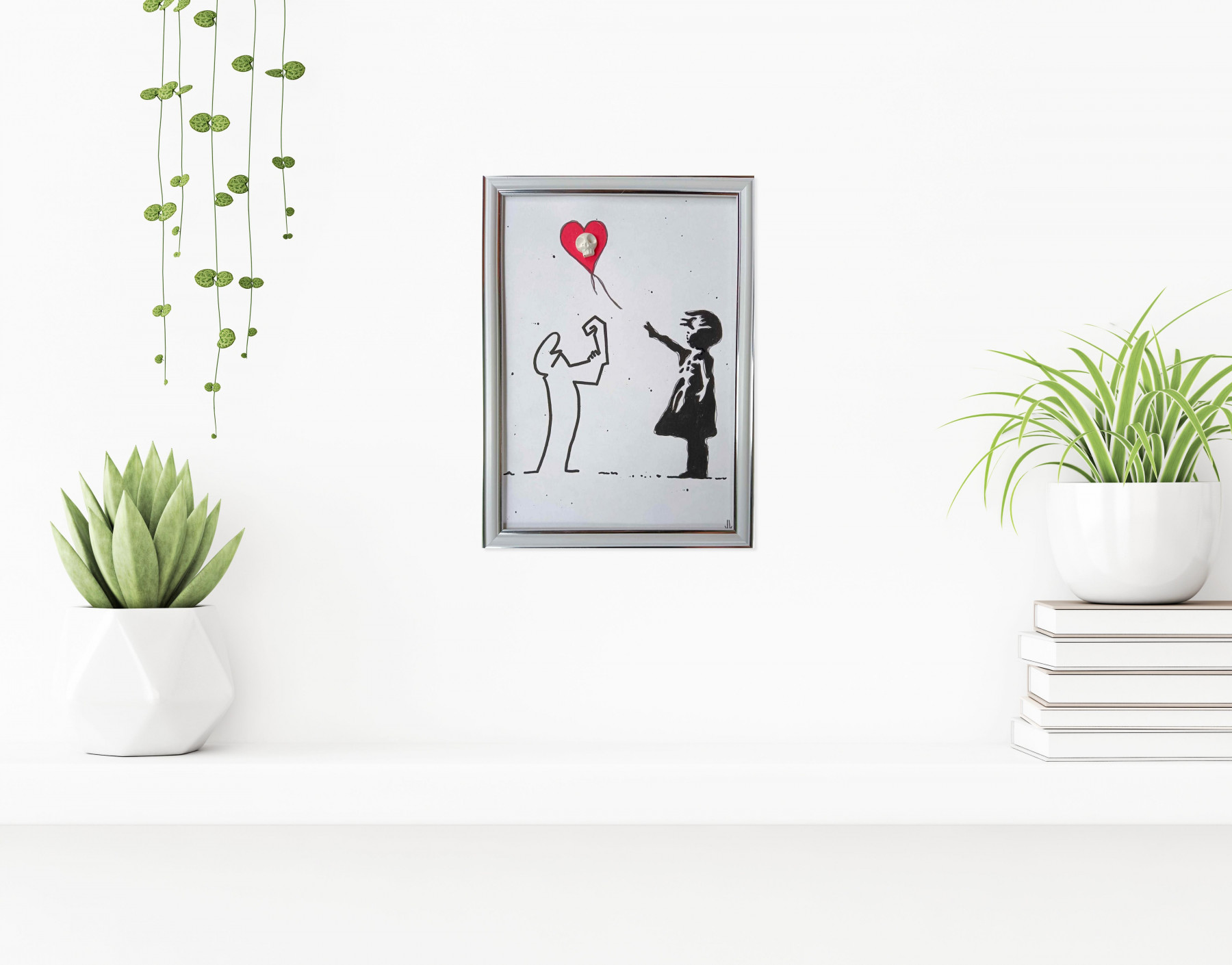 VL, Lineas and Banksy girl, dessin - Galerie de vente et d’achat d’art contemporain en ligne Artalistic