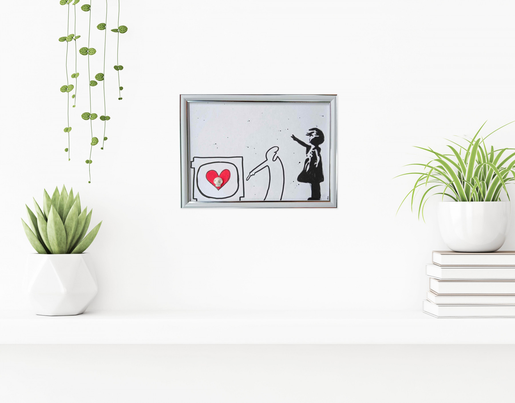 VL, Lineas and Banksy girl, dessin - Galerie de vente et d’achat d’art contemporain en ligne Artalistic
