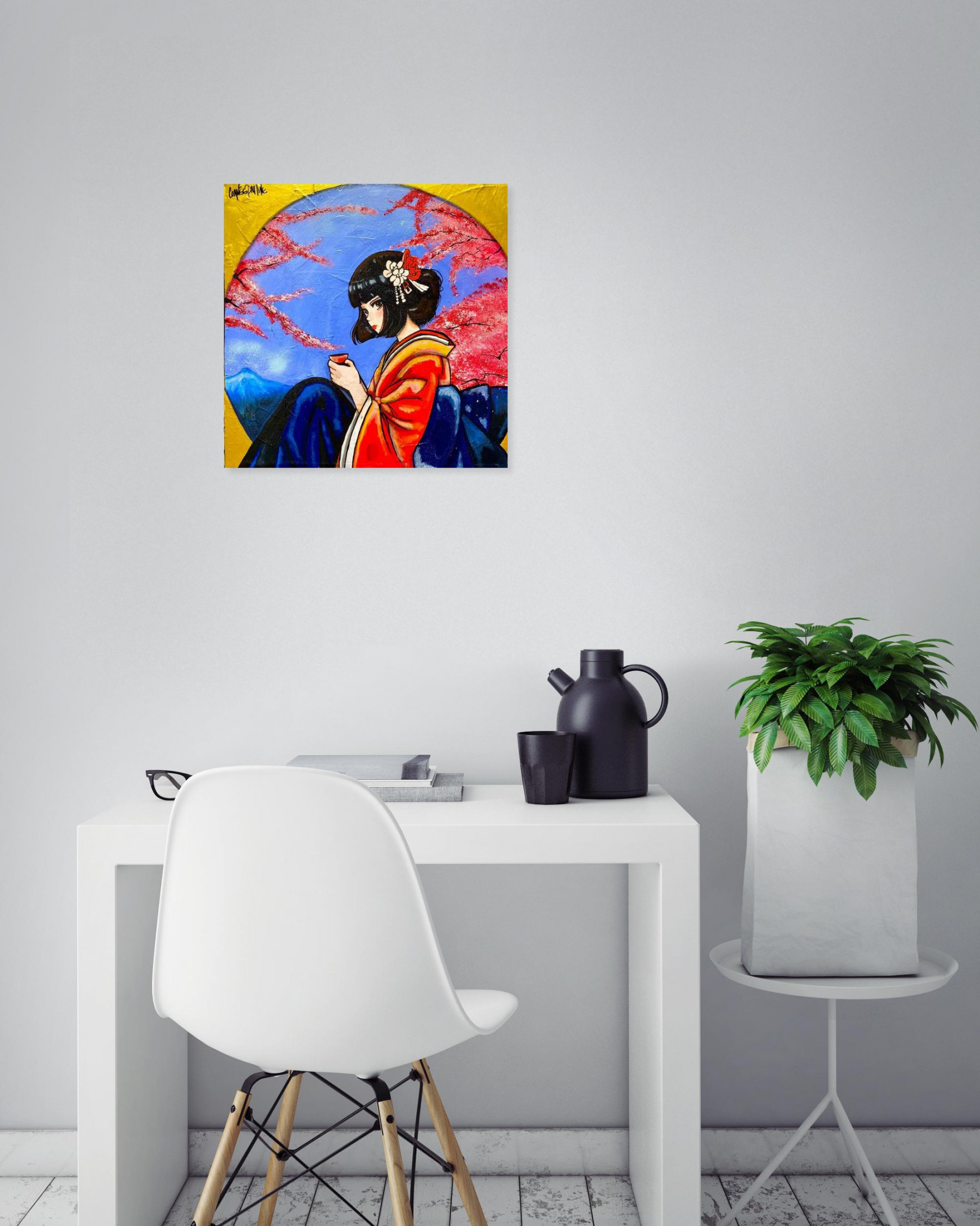 Pauline Cornée, View of cherry trees, peinture - Galerie de vente et d’achat d’art contemporain en ligne Artalistic