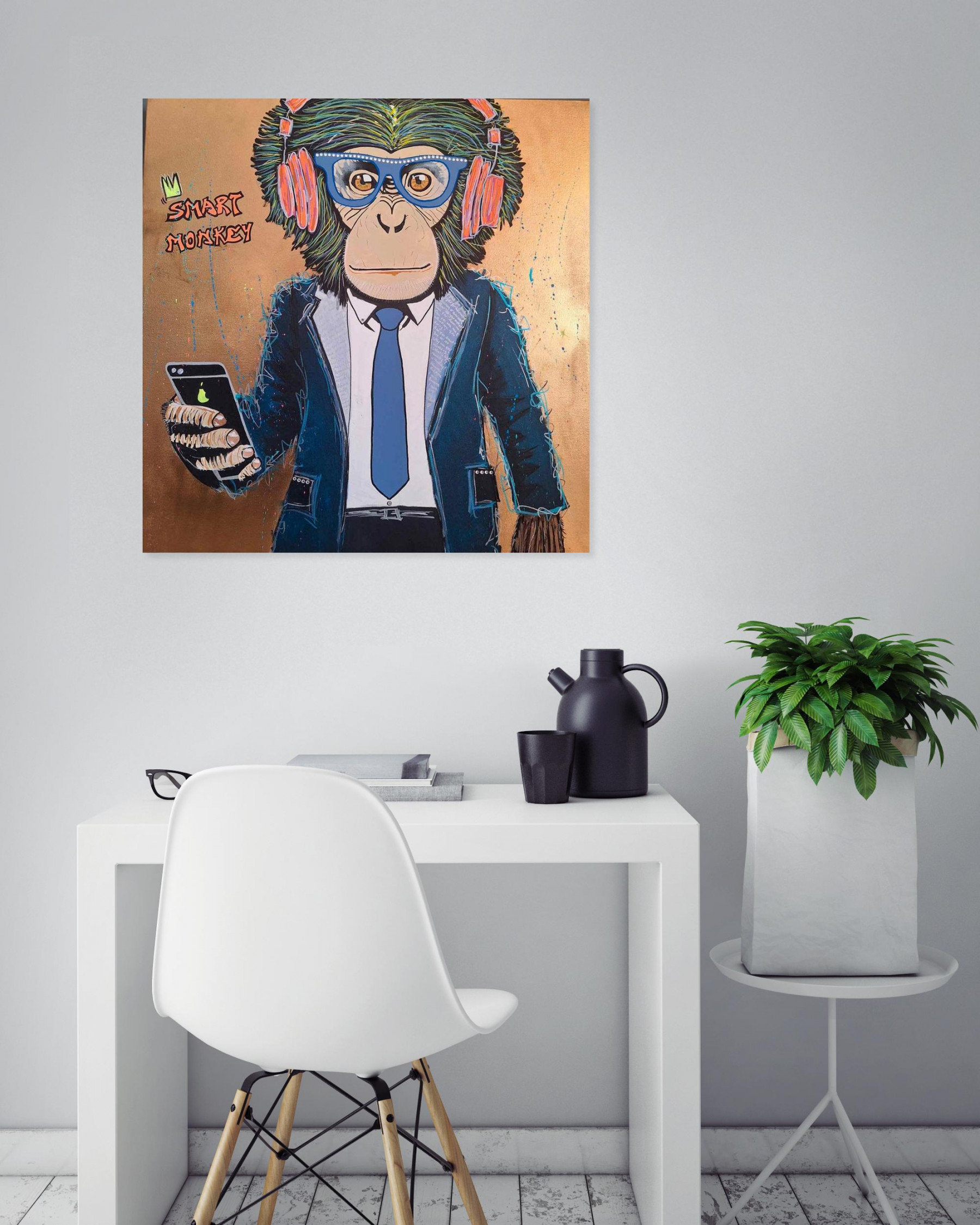 PeggyC, Smart monkey, peinture - Galerie de vente et d’achat d’art contemporain en ligne Artalistic