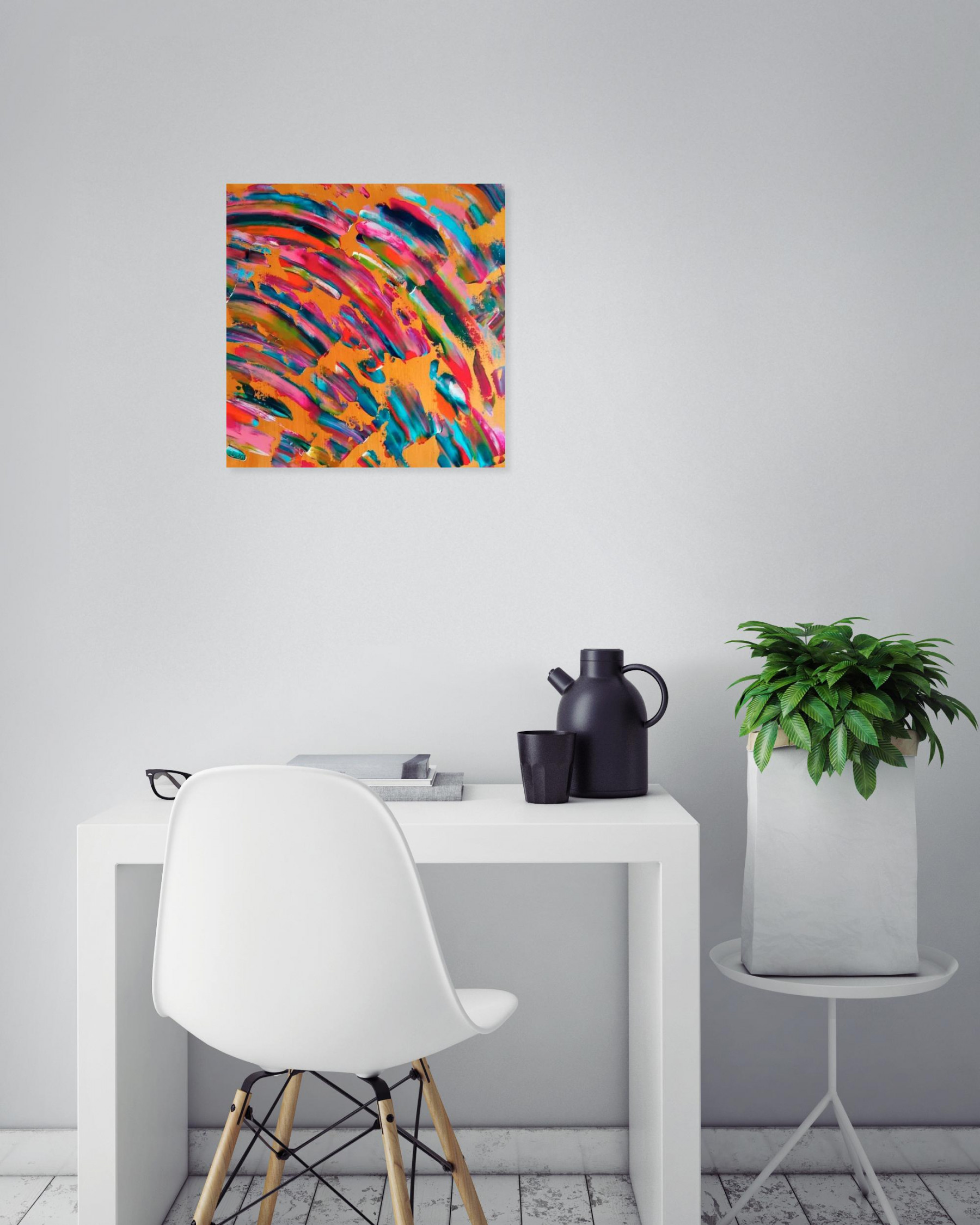 Emilie Lainé, Dansons sous la pluie, peinture - Galerie de vente et d’achat d’art contemporain en ligne Artalistic