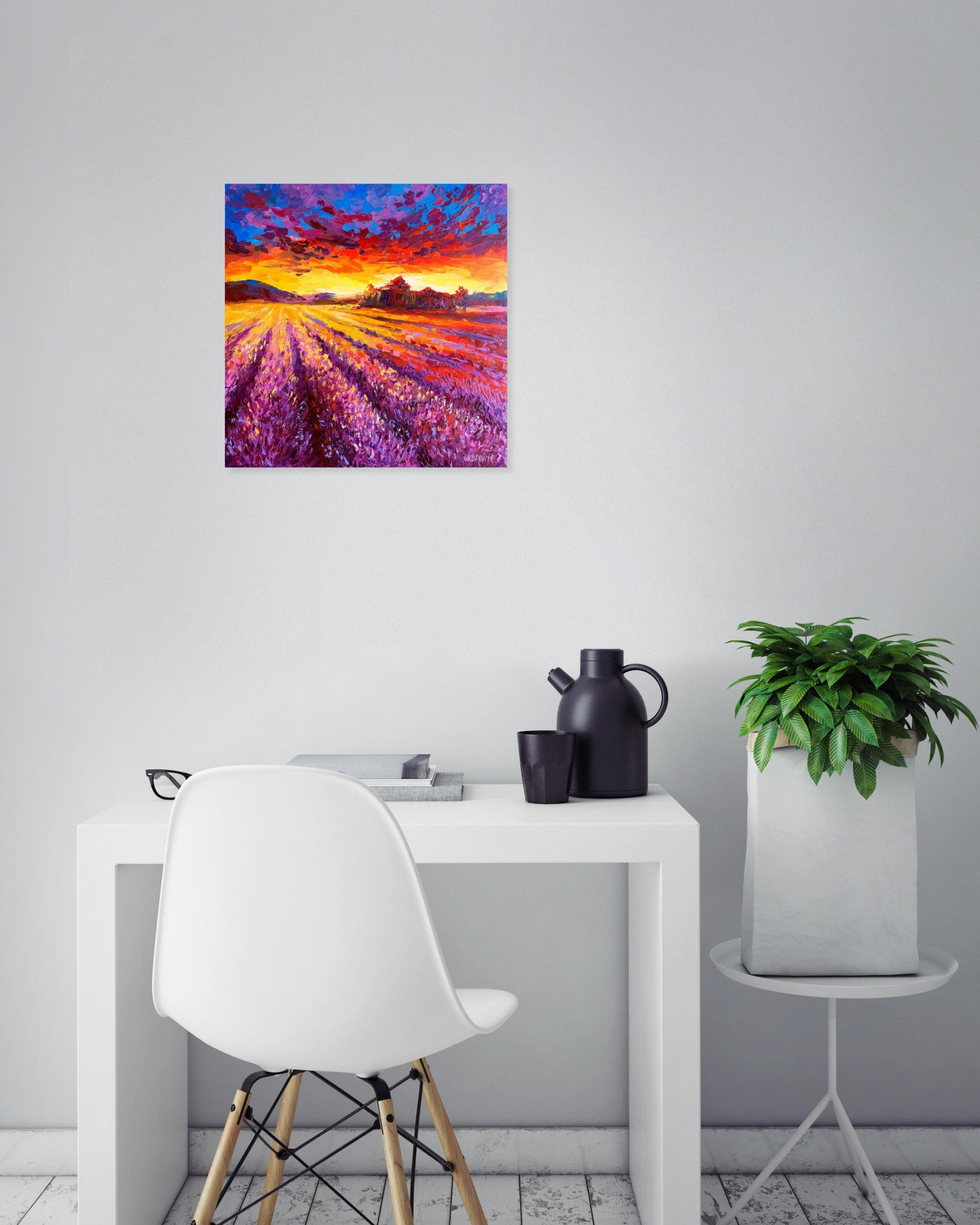 Oxypoint, Sunset in a lavender field, peinture - Galerie de vente et d’achat d’art contemporain en ligne Artalistic 