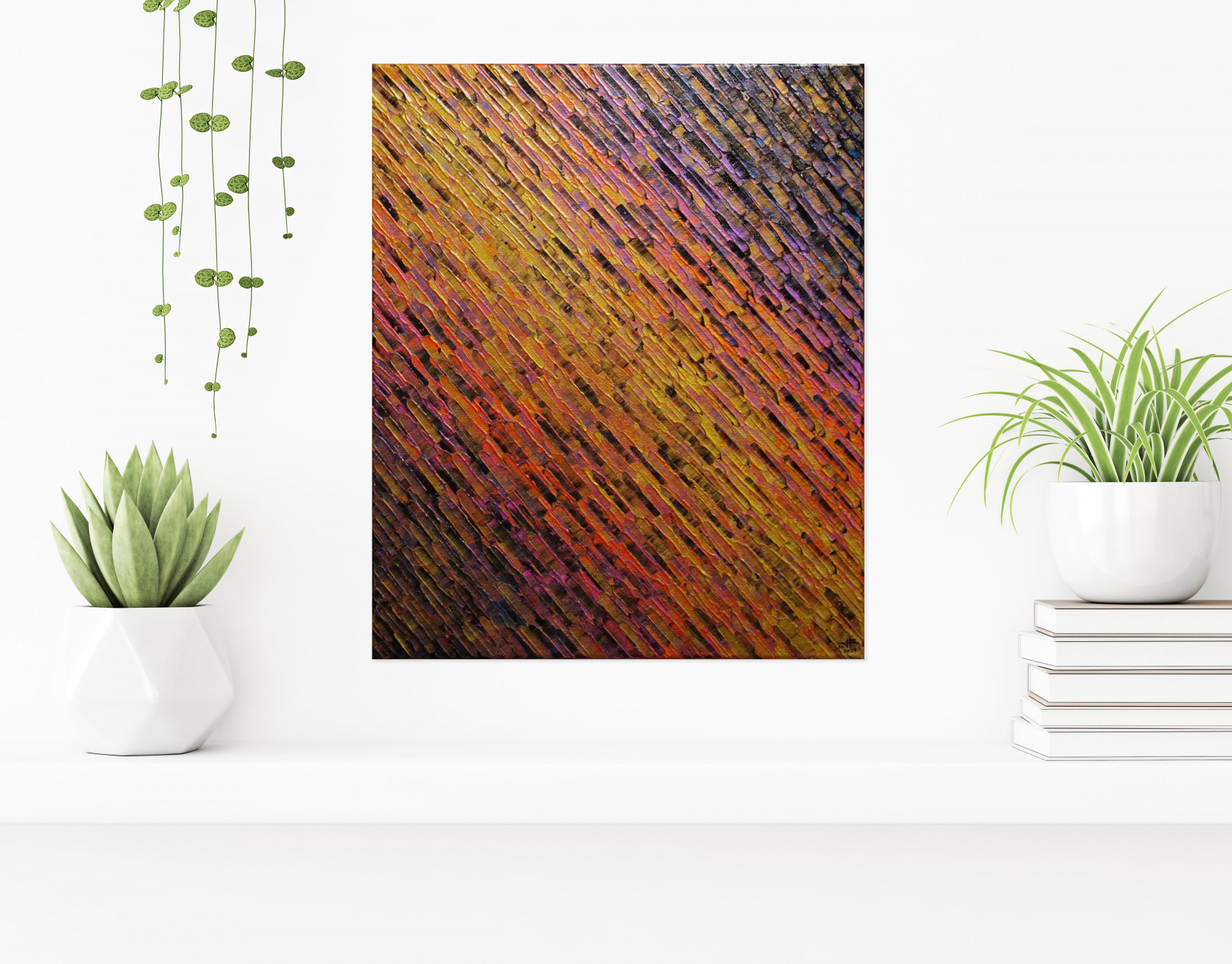 Jonathan Pradillon, Diagonale or orange rose, peinture - Galerie de vente et d’achat d’art contemporain en ligne Artalistic