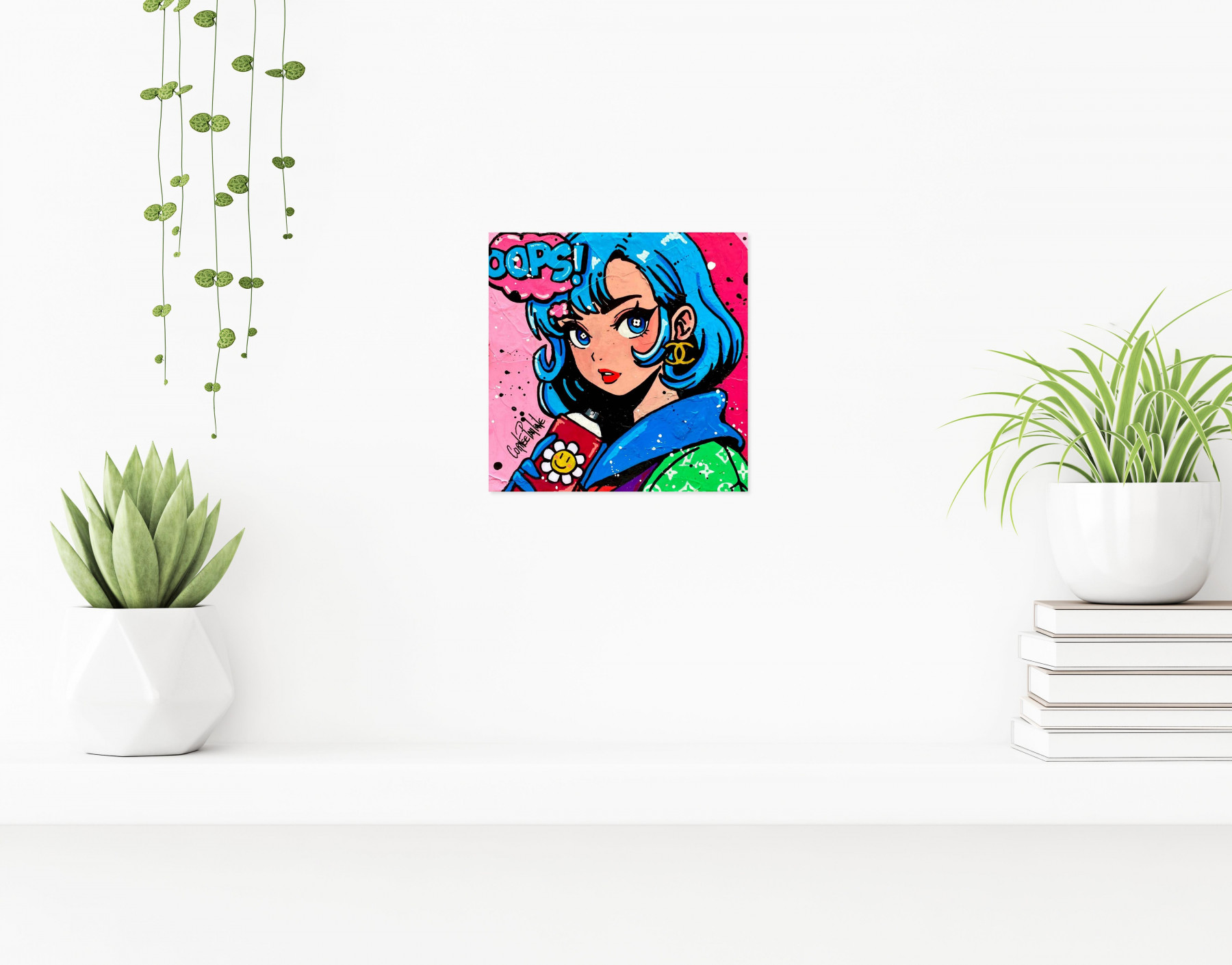 Pauline Cornée, Geek girl and cute flower, peinture - Galerie de vente et d’achat d’art contemporain en ligne Artalistic