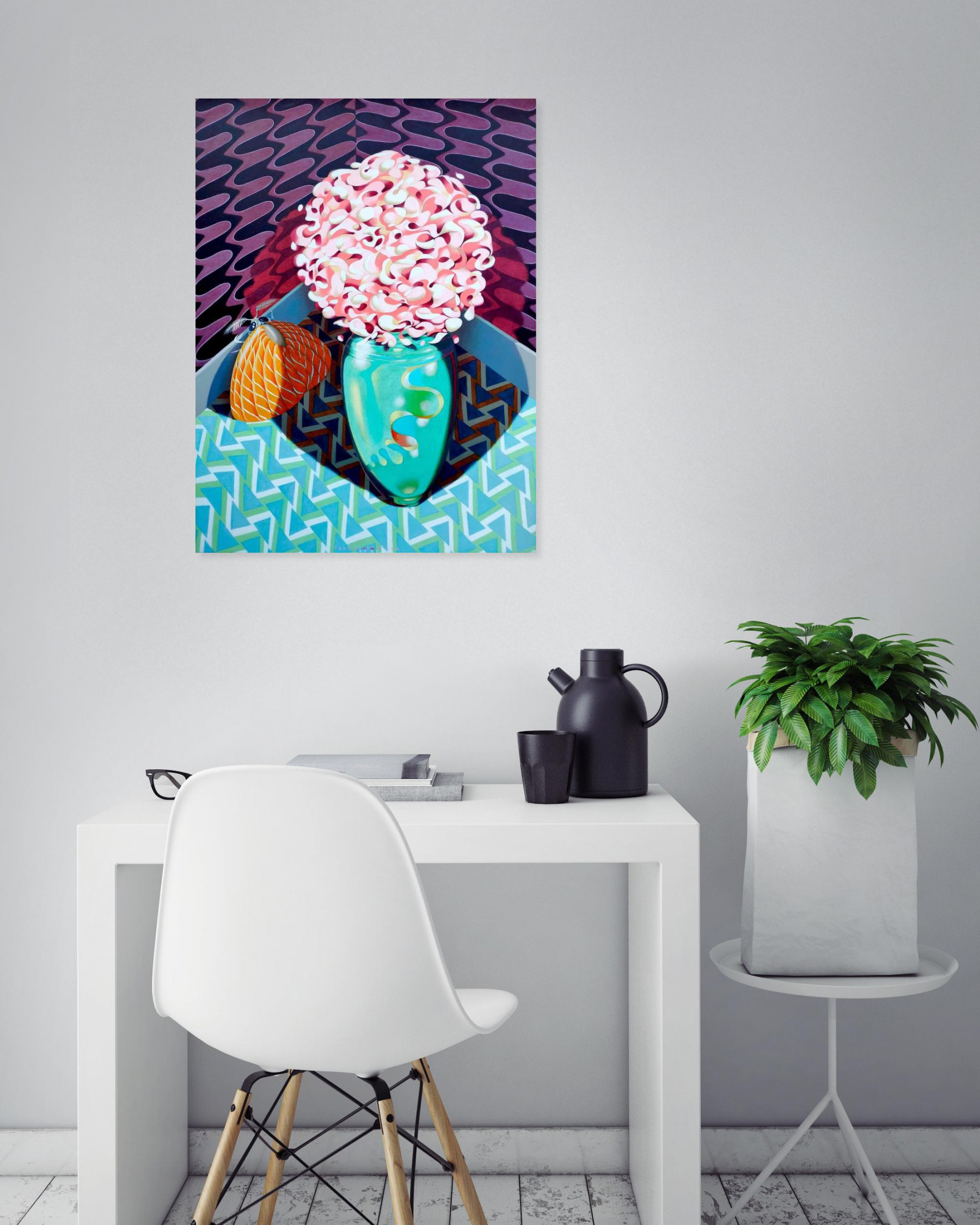 Federico Cortese, A moth behind the flowers, peinture - Galerie de vente et d’achat d’art contemporain en ligne Artalistic