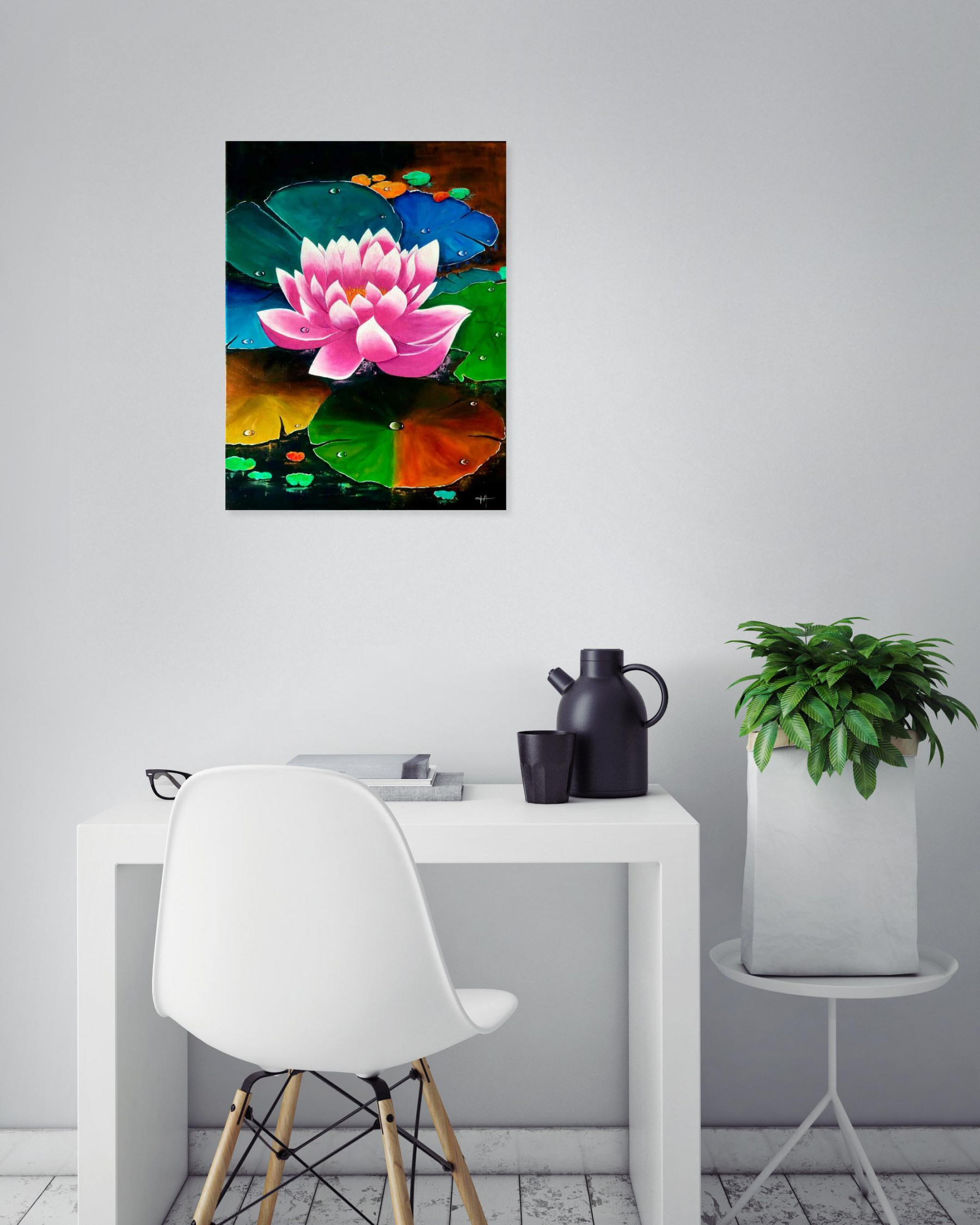 Françoise Augustine, Lis d'eau, peinture - Galerie de vente et d’achat d’art contemporain en ligne Artalistic