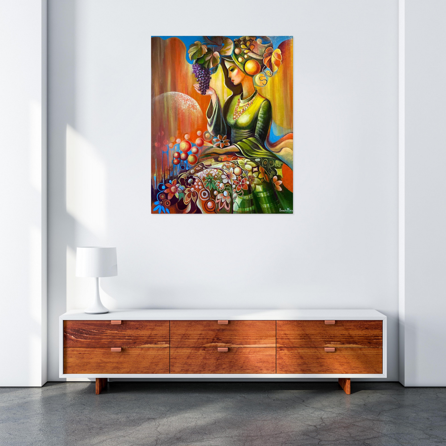 Renata Isin, Woman with grapes, painting - Artalistic online contemporary art buying and selling gallery