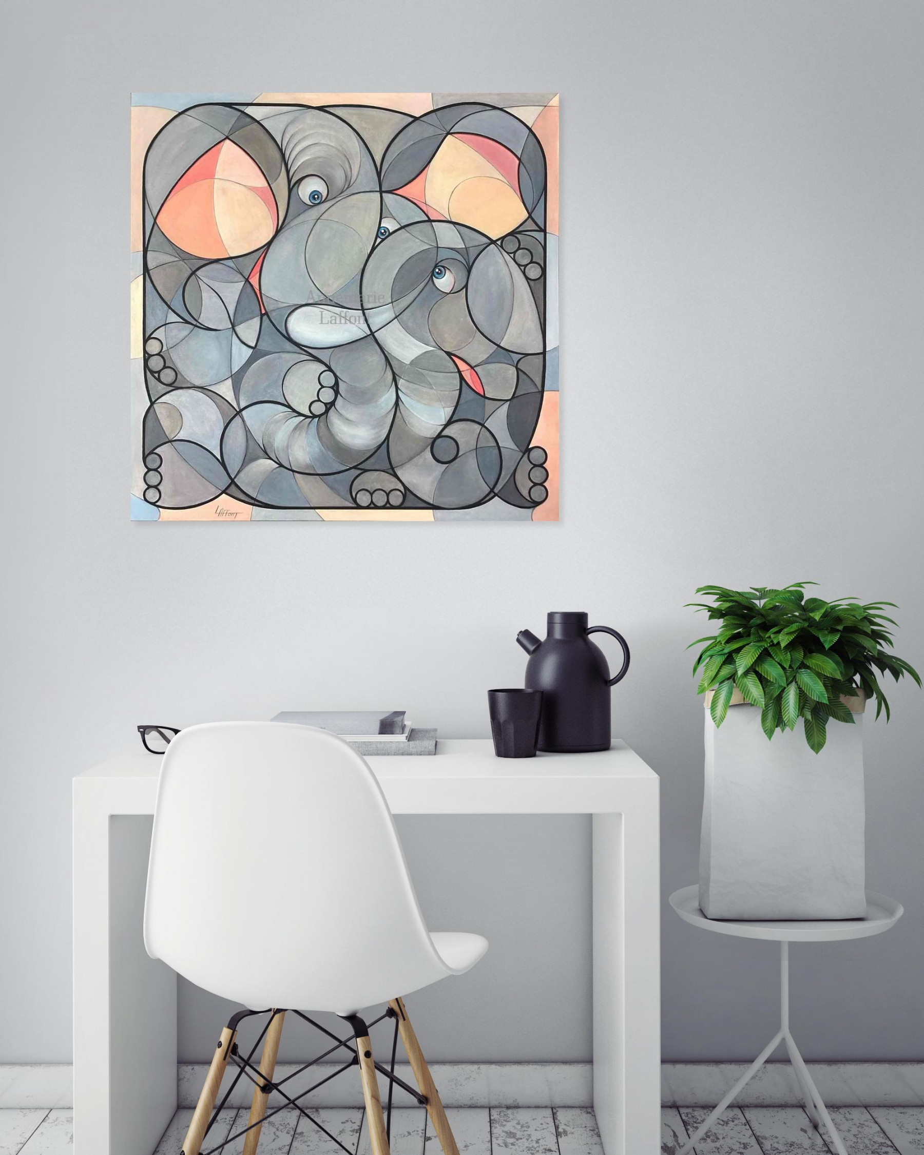 Annemarie Laffont, Elephant mix, peinture - Galerie de vente et d’achat d’art contemporain en ligne Artalistic