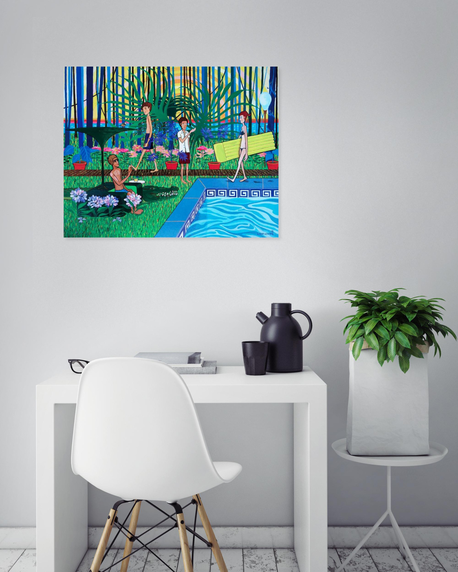 Ludovic Marcenaro, The swimming pool, peinture - Galerie de vente et d’achat d’art contemporain en ligne Artalistic