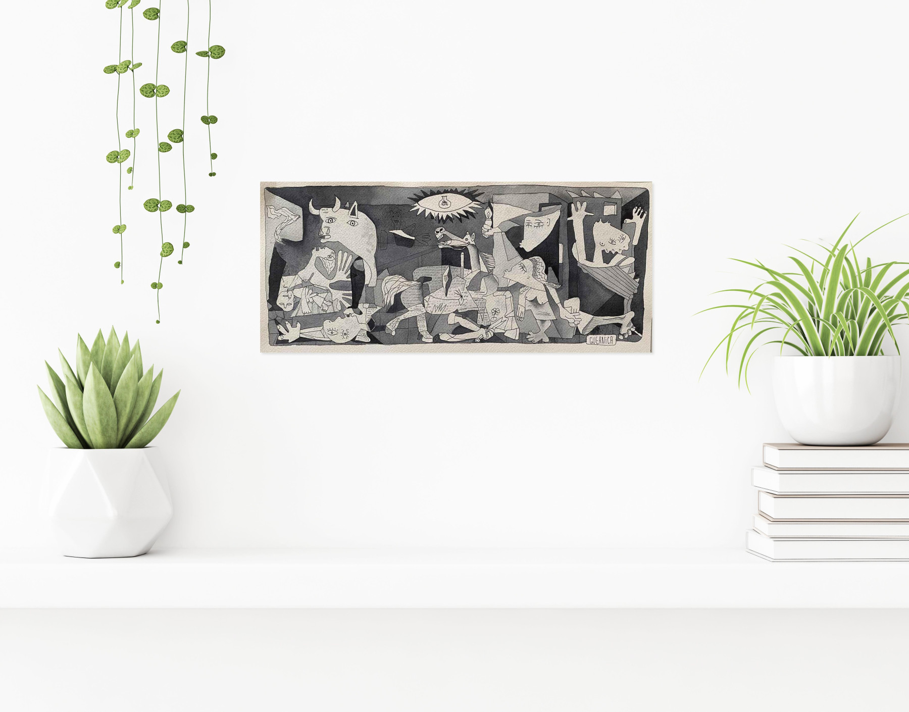 Sébastien Arcouet, Trompette et Guernica, dessin - Galerie de vente et d’achat d’art contemporain en ligne Artalistic