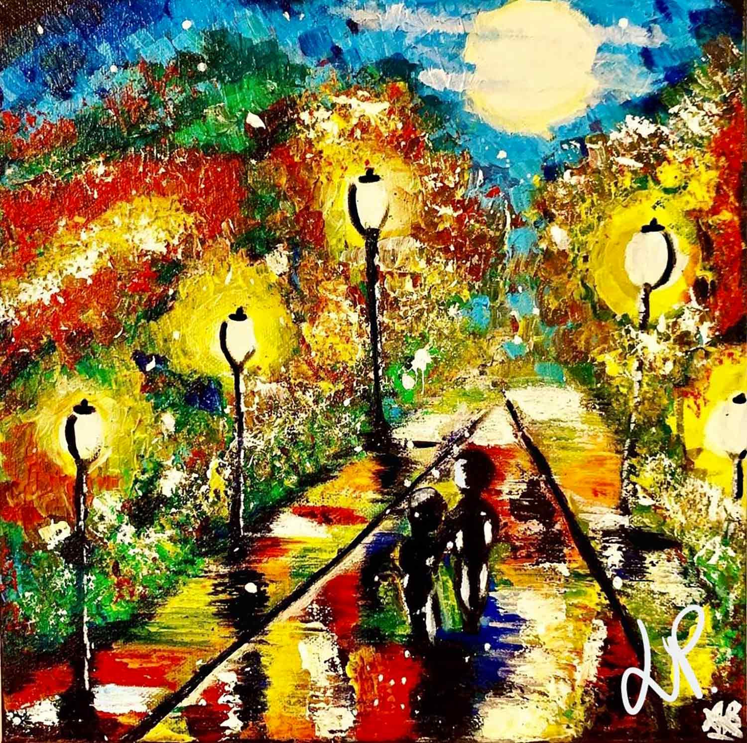 Lutti’s Korner, Midnight Stroll, Peinture - Galerie de vente et d’achat d’art contemporain en ligne Artalistic