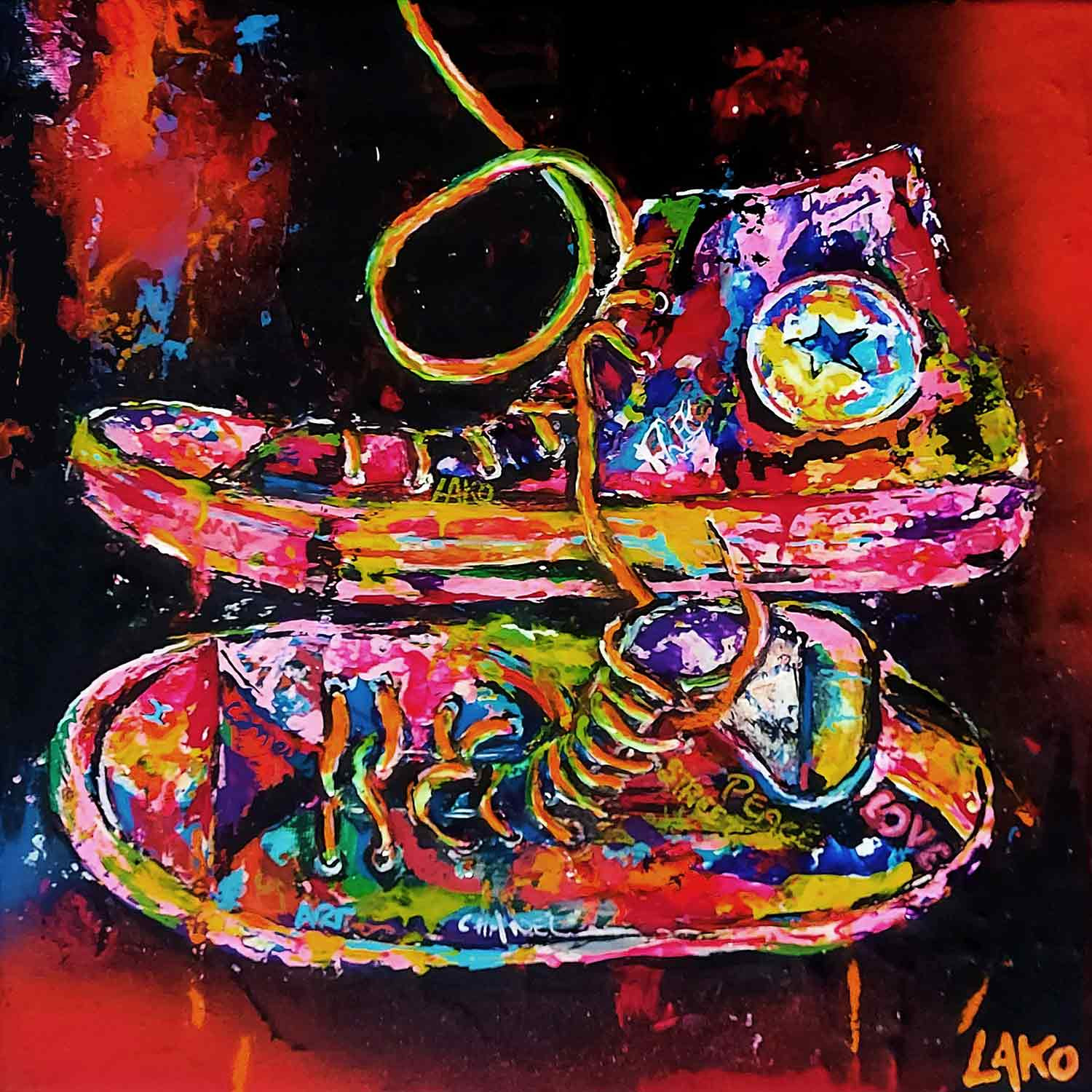 LAKO, Bien dans mes baskets, Peinture - Galerie de vente et d’achat d’art contemporain en ligne Artalistic