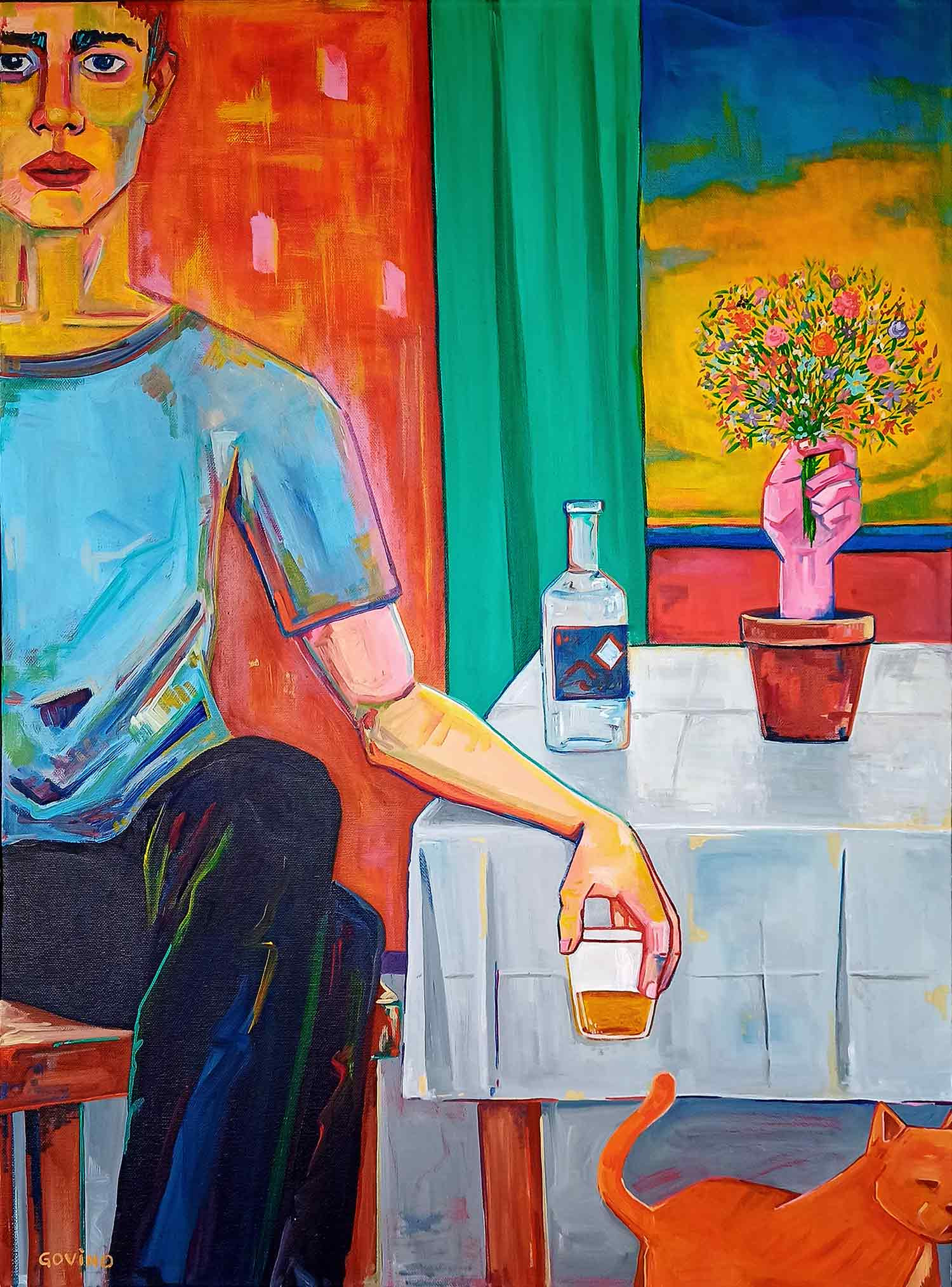Sebastián, L'heure du vermouth, Peinture - Galerie de vente et d’achat d’art contemporain en ligne Artalistic
