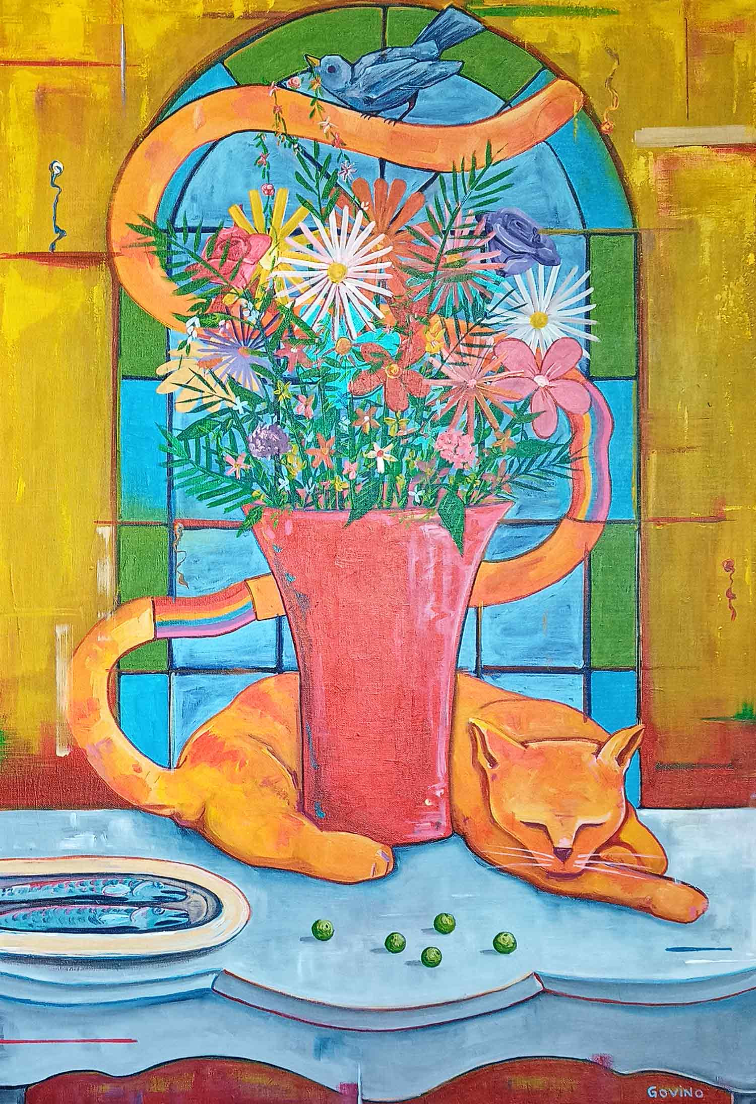Sebastián, Sieste et sardines, Peinture - Galerie de vente et d’achat d’art contemporain en ligne Artalistic