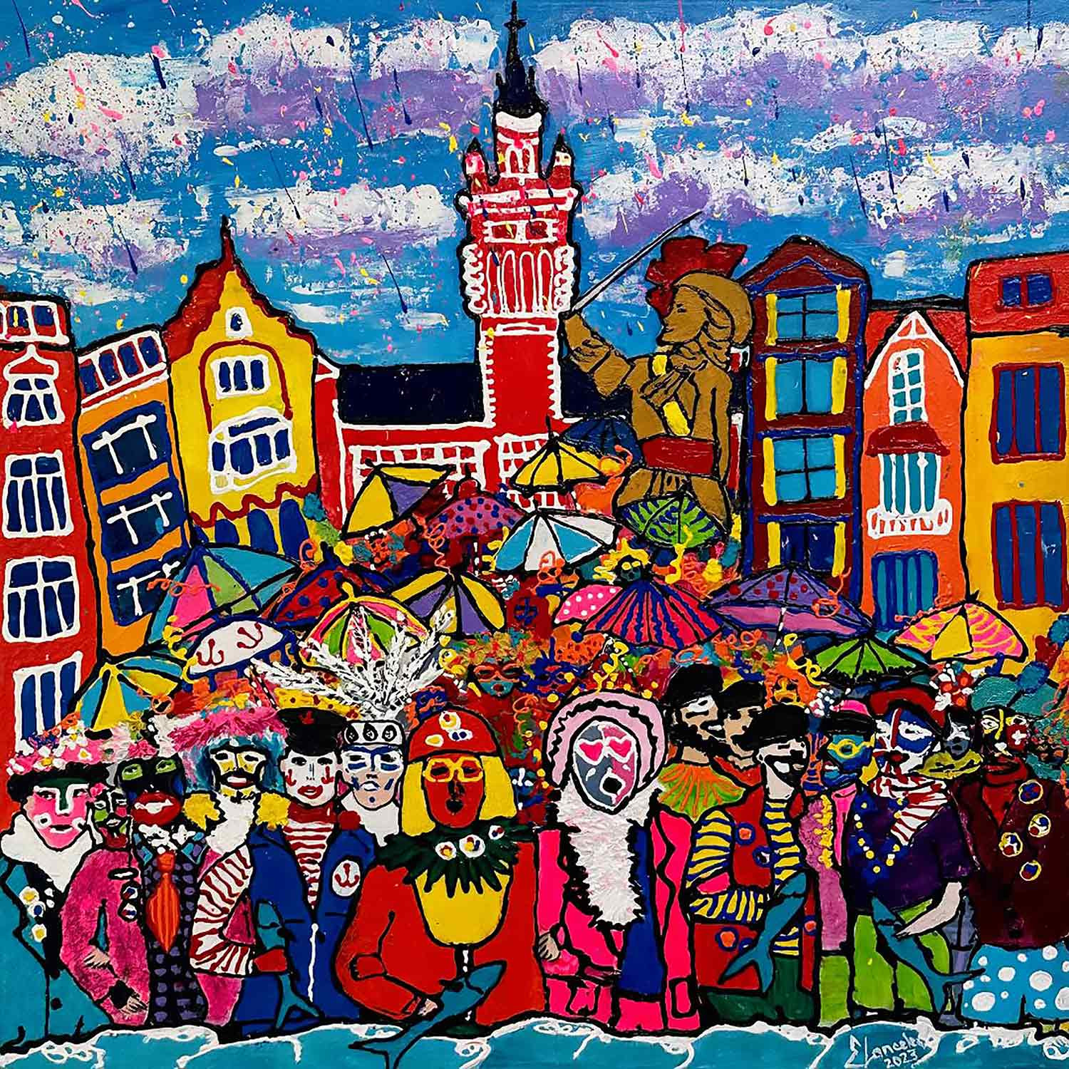 Elena Lanceleux, Le carnaval, Peinture - Galerie de vente et d’achat d’art contemporain en ligne Artalistic