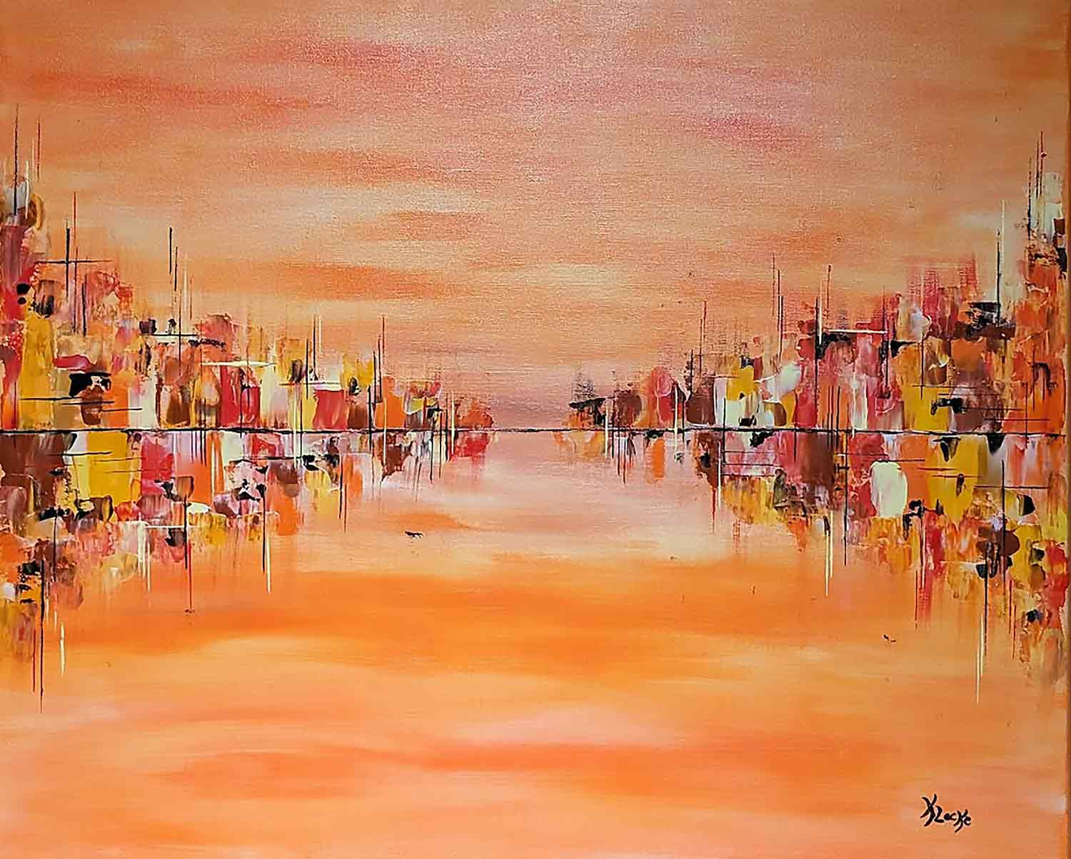 Locke Karine, Soleil couchant, Peinture - Galerie de vente et d’achat d’art contemporain en ligne Artalistic
