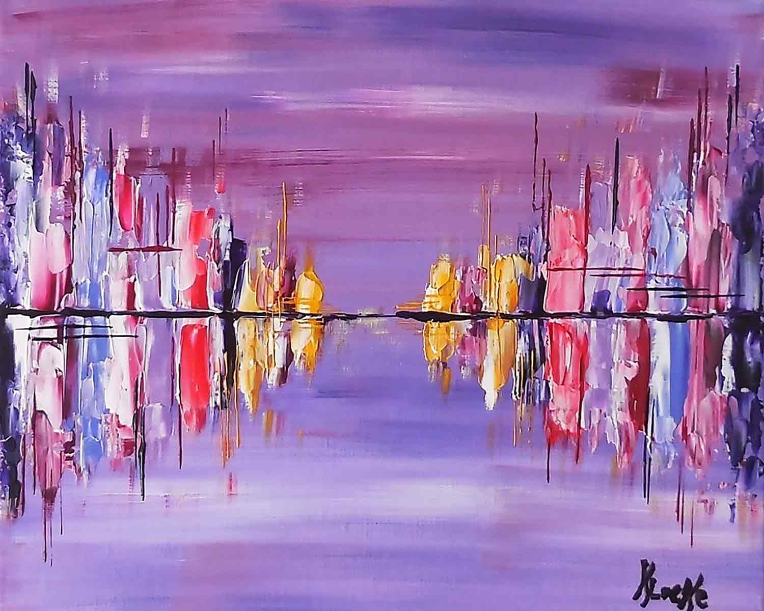 Locke Karine, Nuit pourpre, Peinture - Galerie de vente et d’achat d’art contemporain en ligne Artalistic